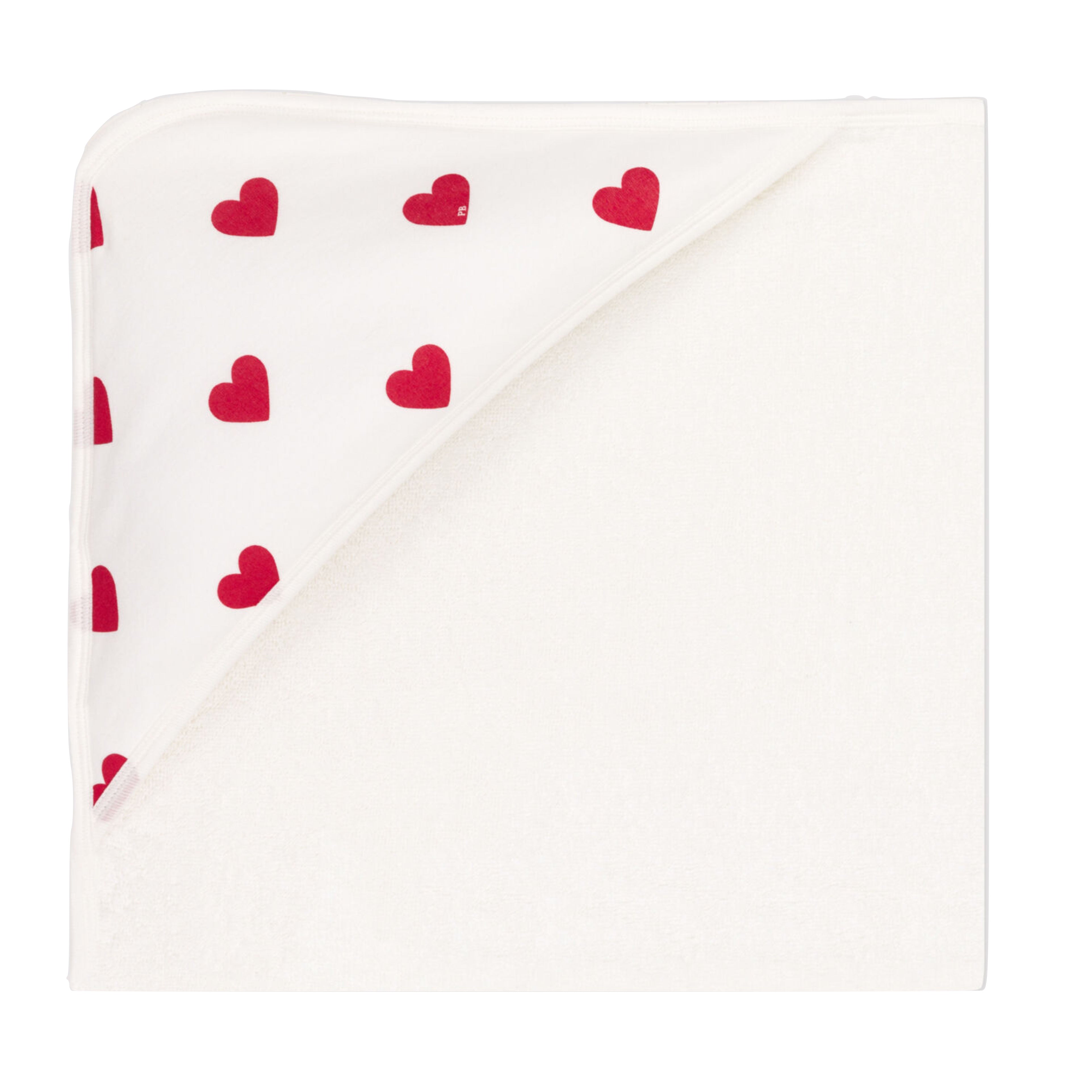 Petit Bateau luxury baby towel with hearts at Bonjour Baby Baskets