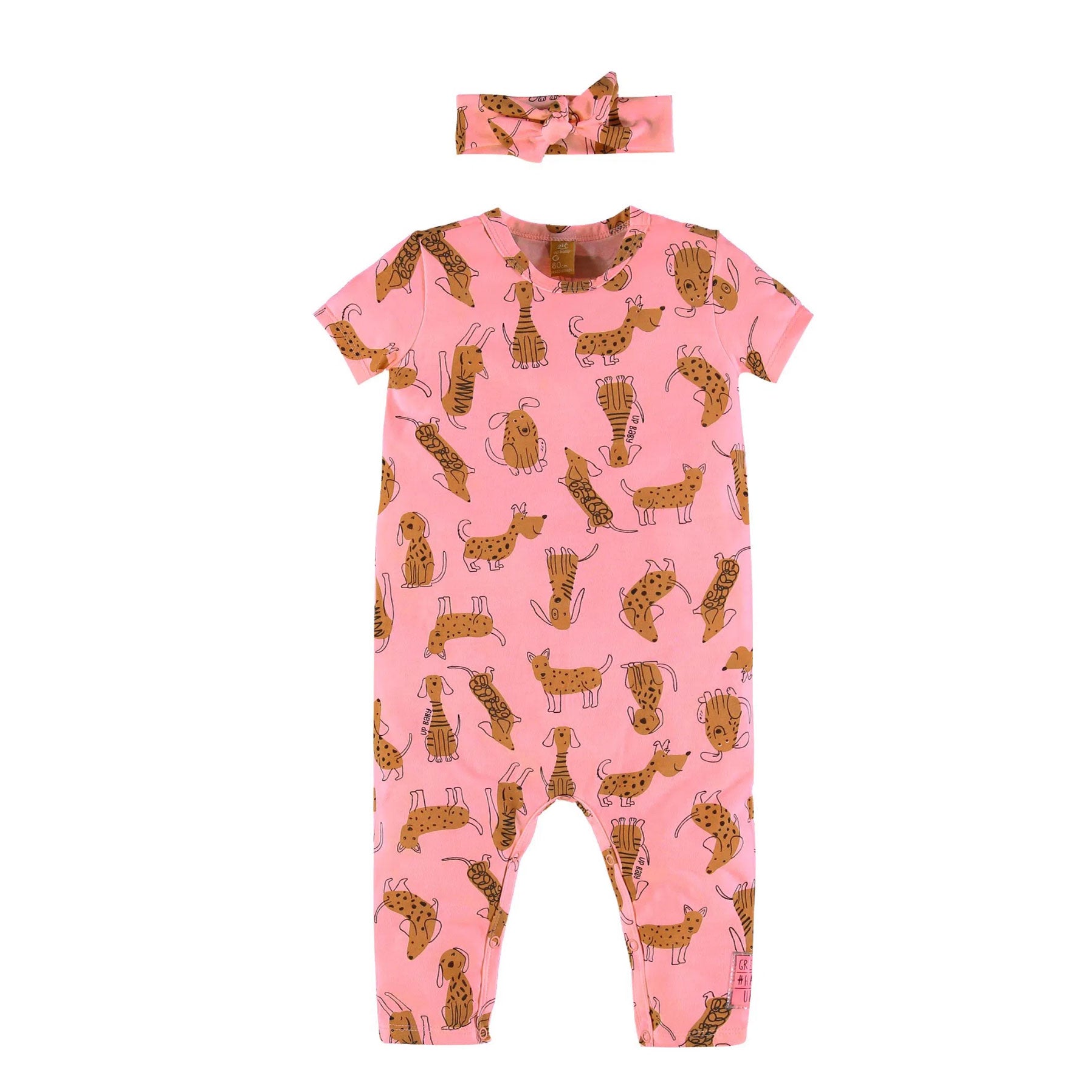 Baby Summer Overall and Headband - Dogs
