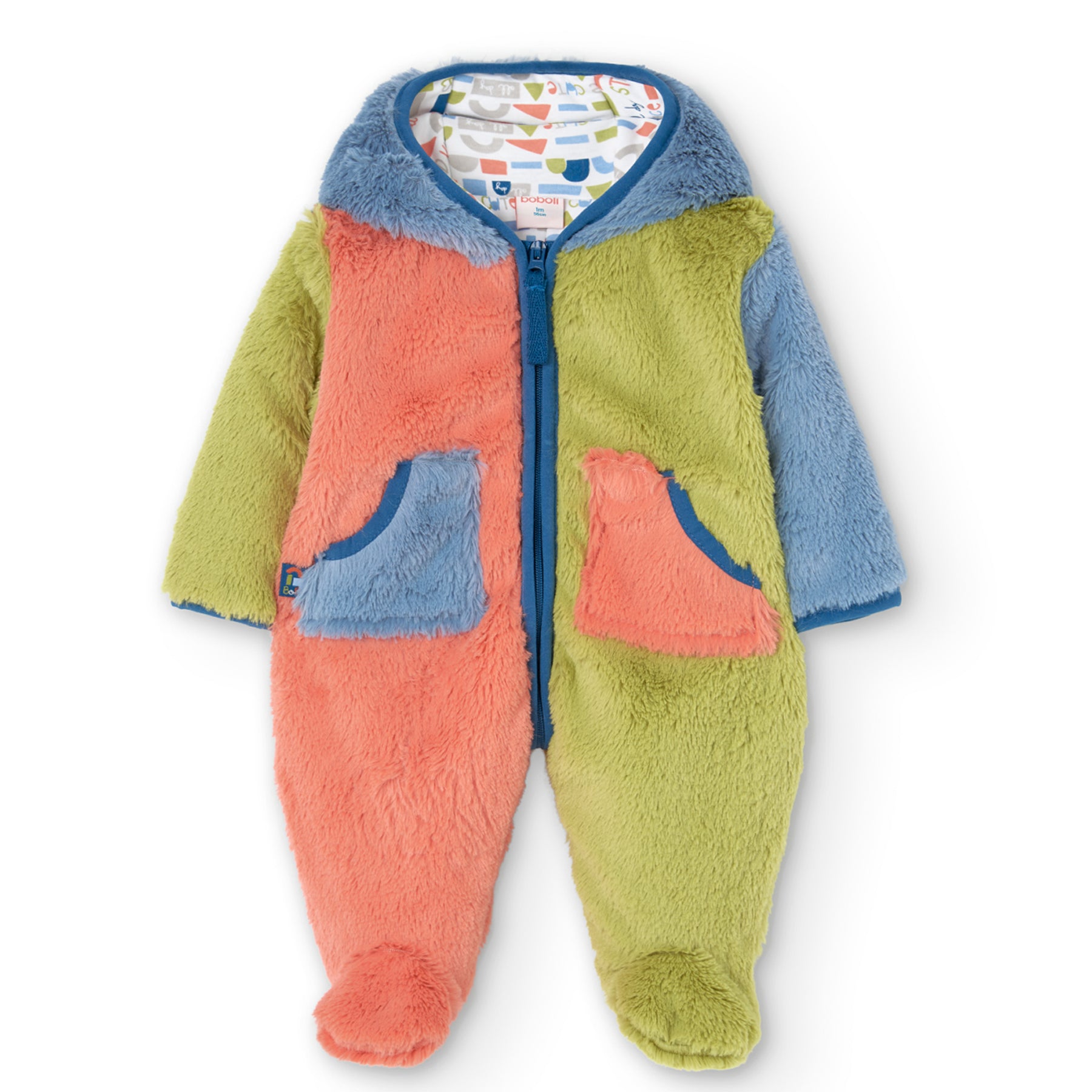 Baby Polar Jumpsuit in Coral Faux Fur at Bonjour Baby Baby Baskets