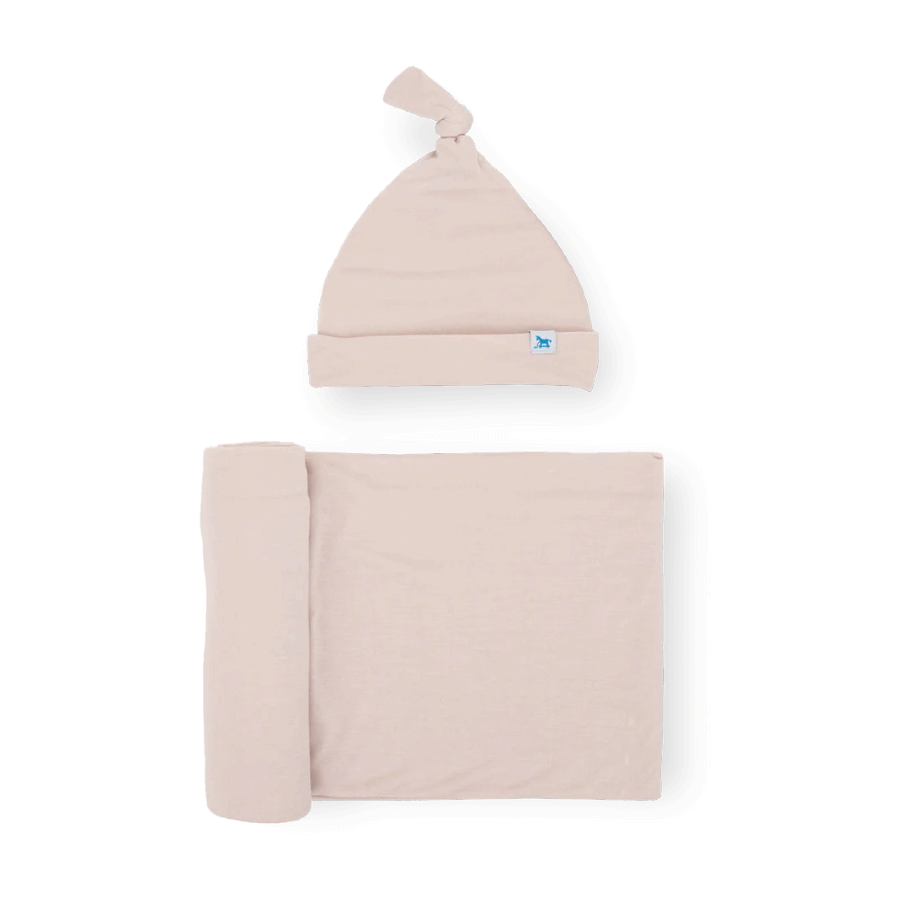 Stretch Knit Baby Swaddle and Hat Set -  Soft Blush by Little Unicorn at Bonjour Baby Baskets