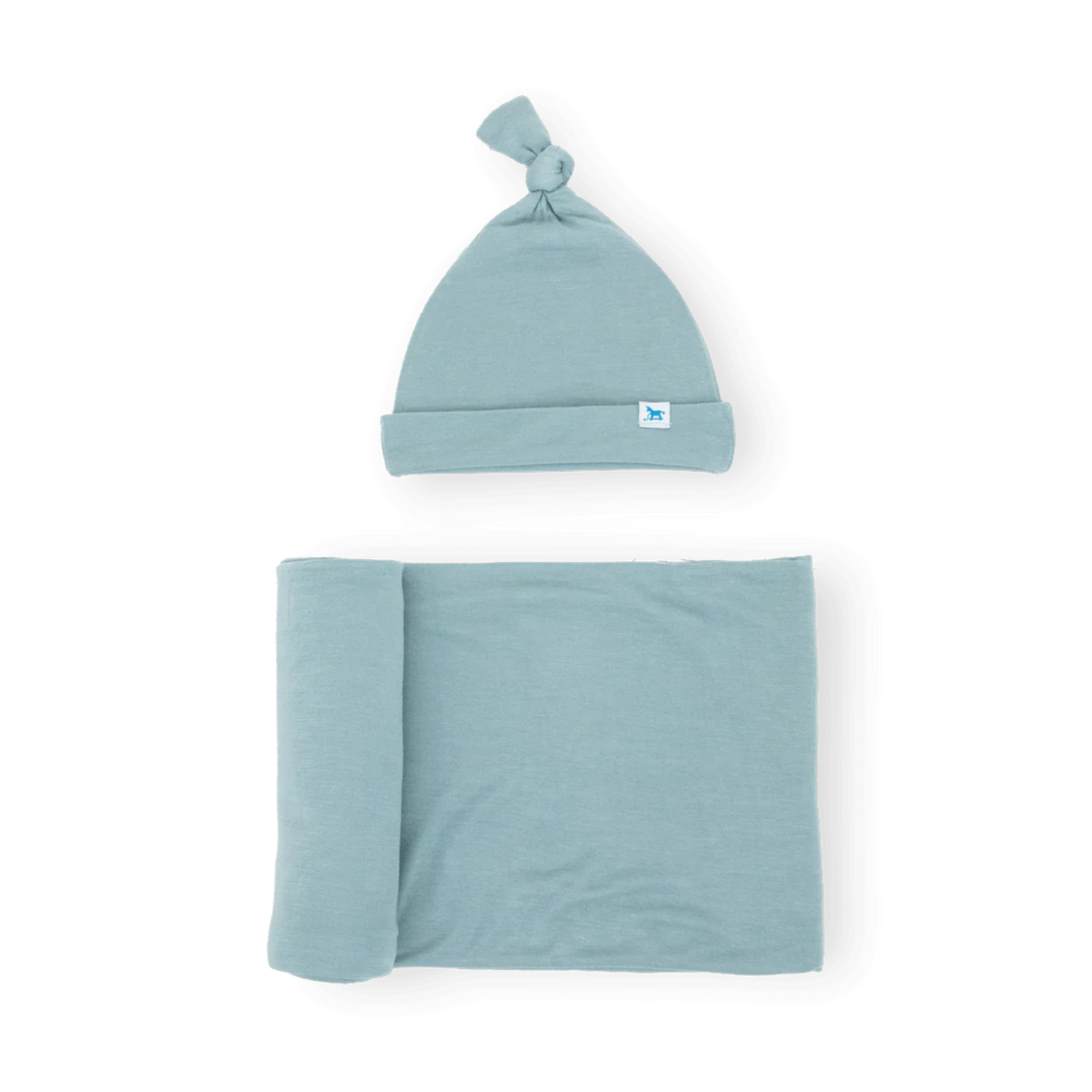 Stretch Knit Baby Swaddle and Hat Set - Harbor by Little Unicorn at Bonjour Baby Baskets