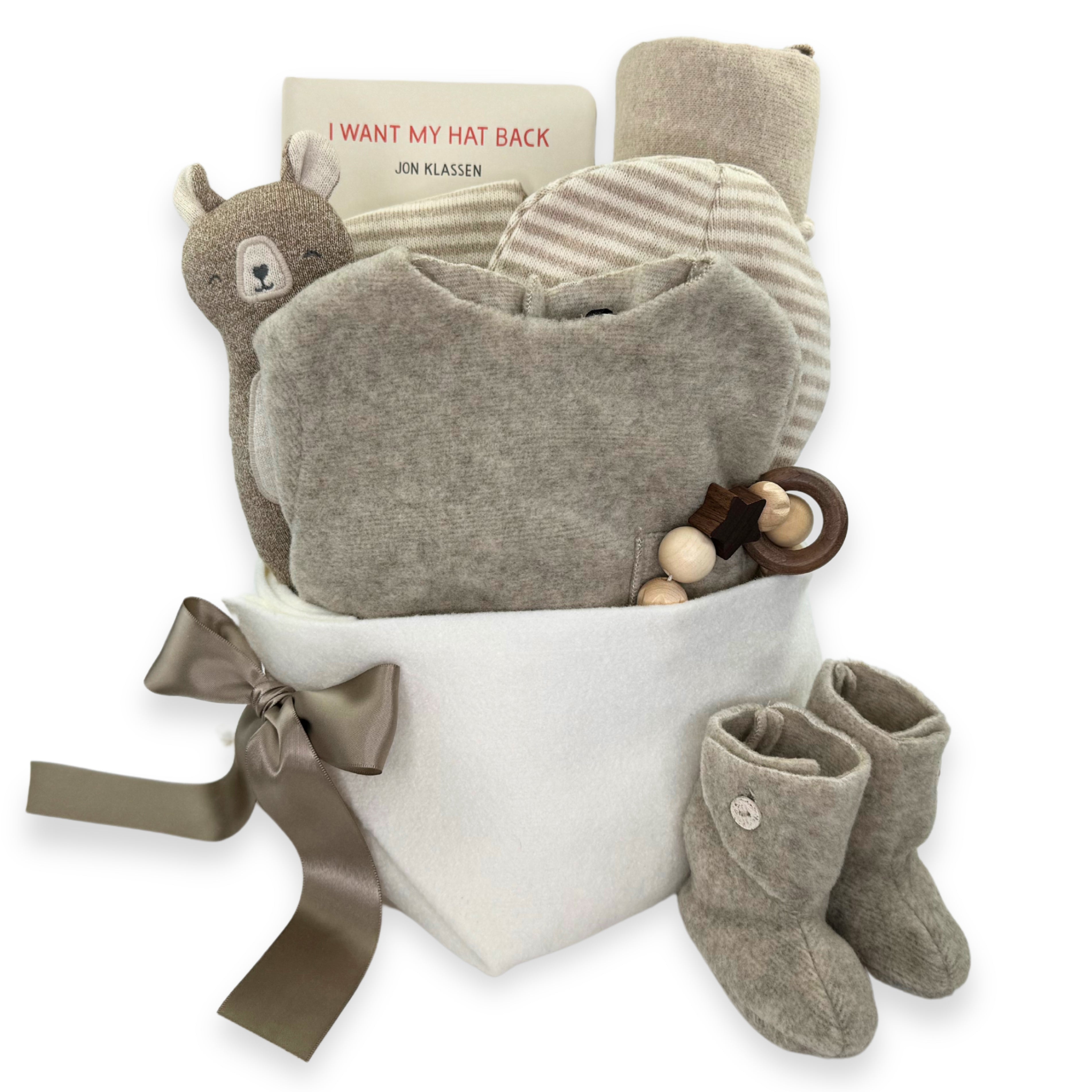 Celebrity Neutral Baby Gift Basket at Bonjour Baby Baskets