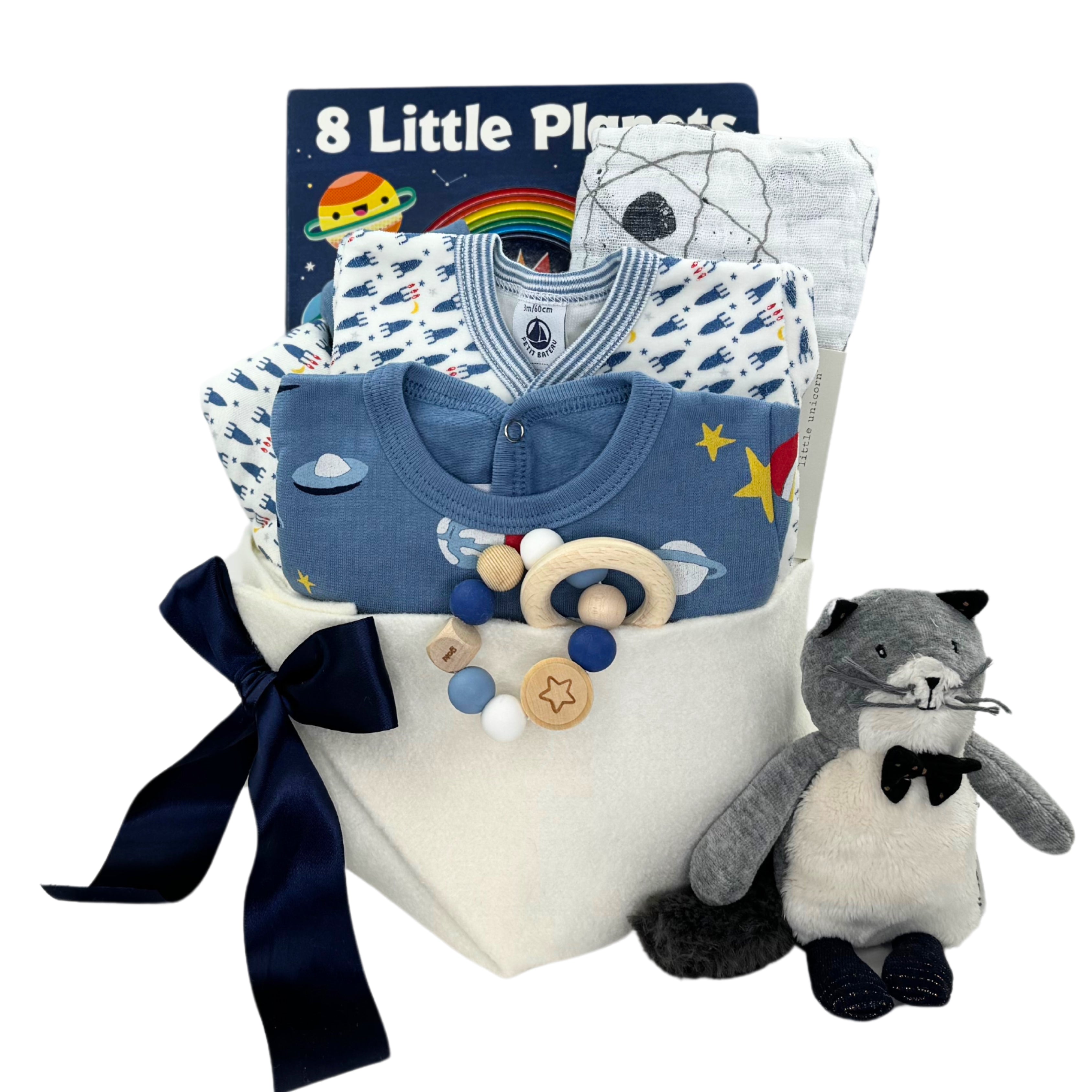 Luxury Baby Git Basket with Planets Theme at Bonjour Baby Baskets