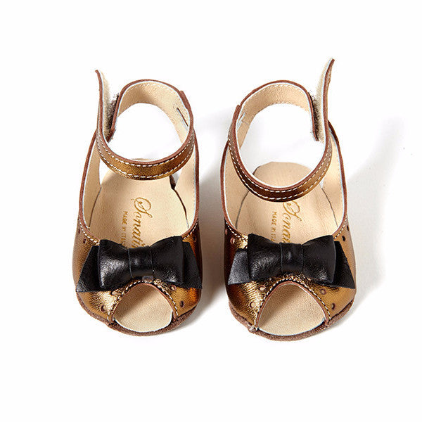 Darling Bronze Sandals with Bow