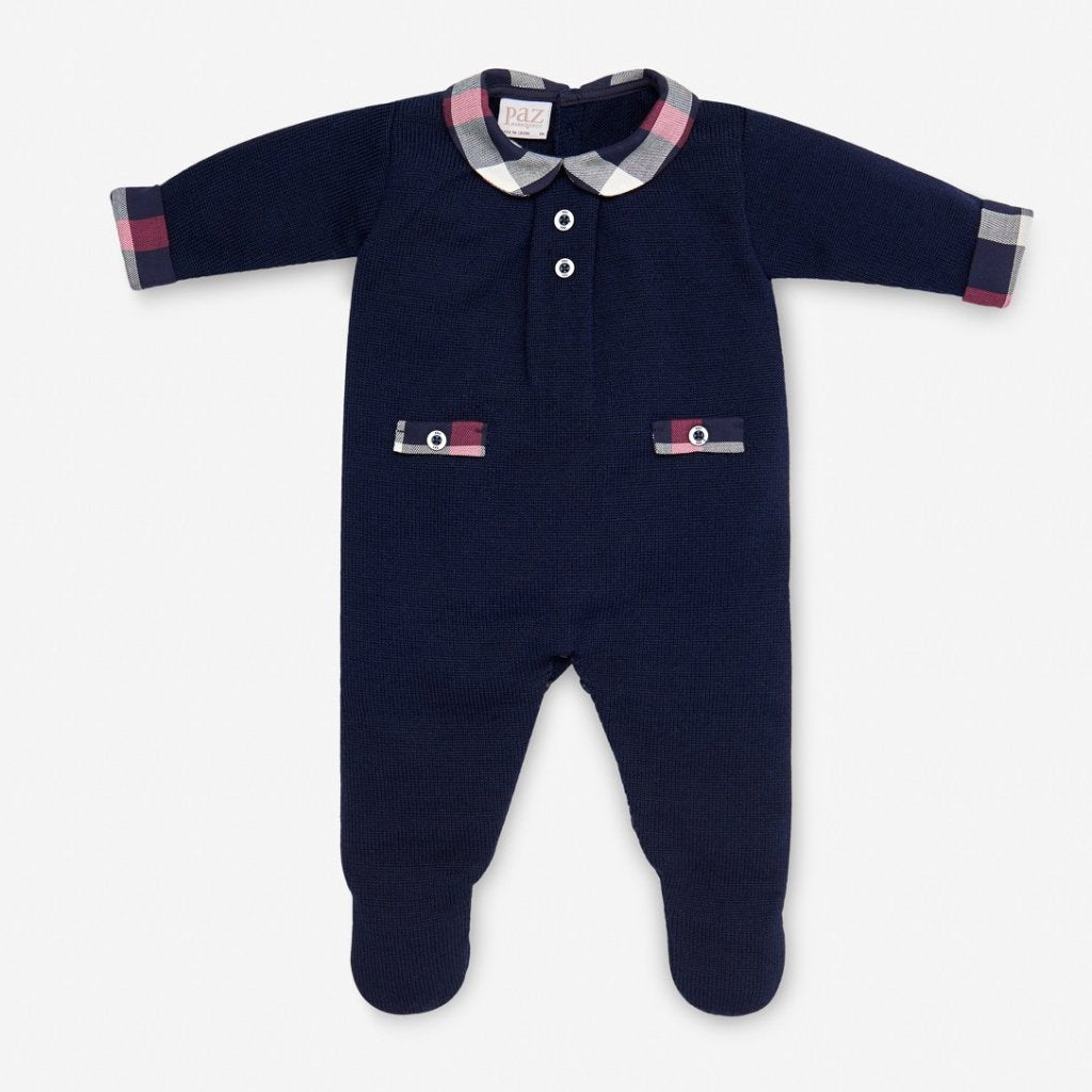 Paz Rodriguez Knitted Romper with Tartan details