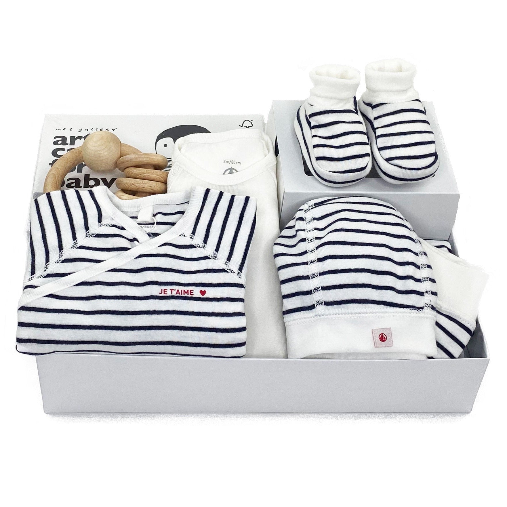 Luxury Baby Gift Box featuring Petit Bateau and curated baby gifts at Bonjour Baby Baskets