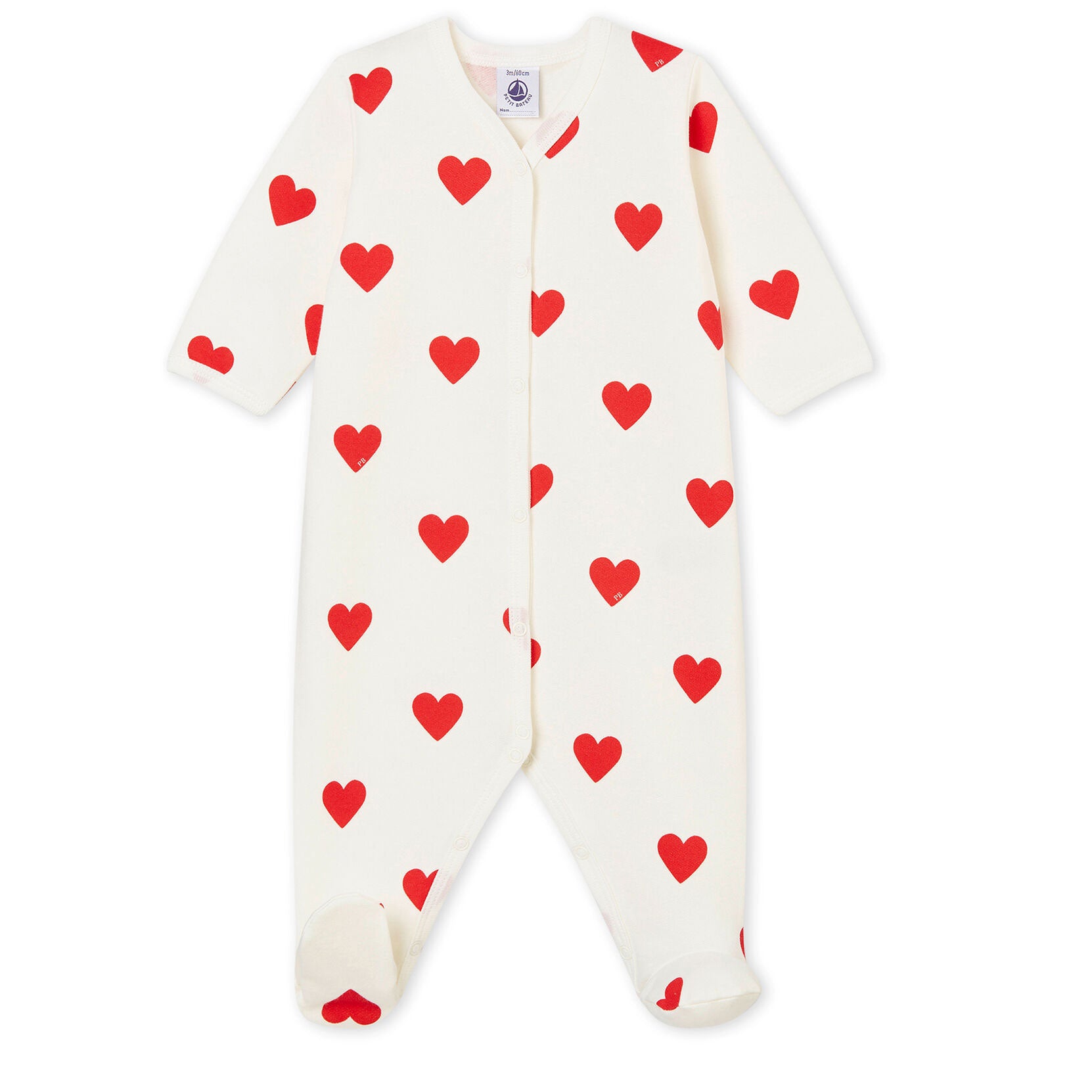Heart Baby Romper by Petit Bateau at Bonjour Baby Baskets 