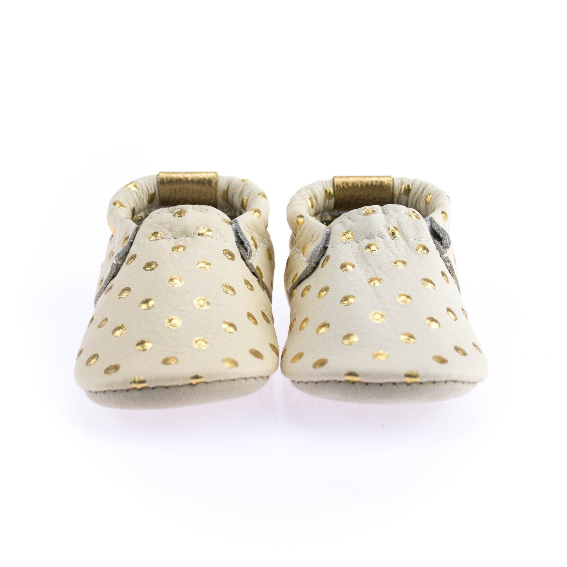 Gold Dots Leather Baby Shoes  Luxury Baby Gifts