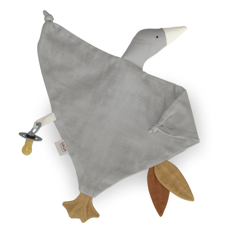 Soft cuddly cloth goose by Saga Copenhagen at Bonjour Baby Baskets