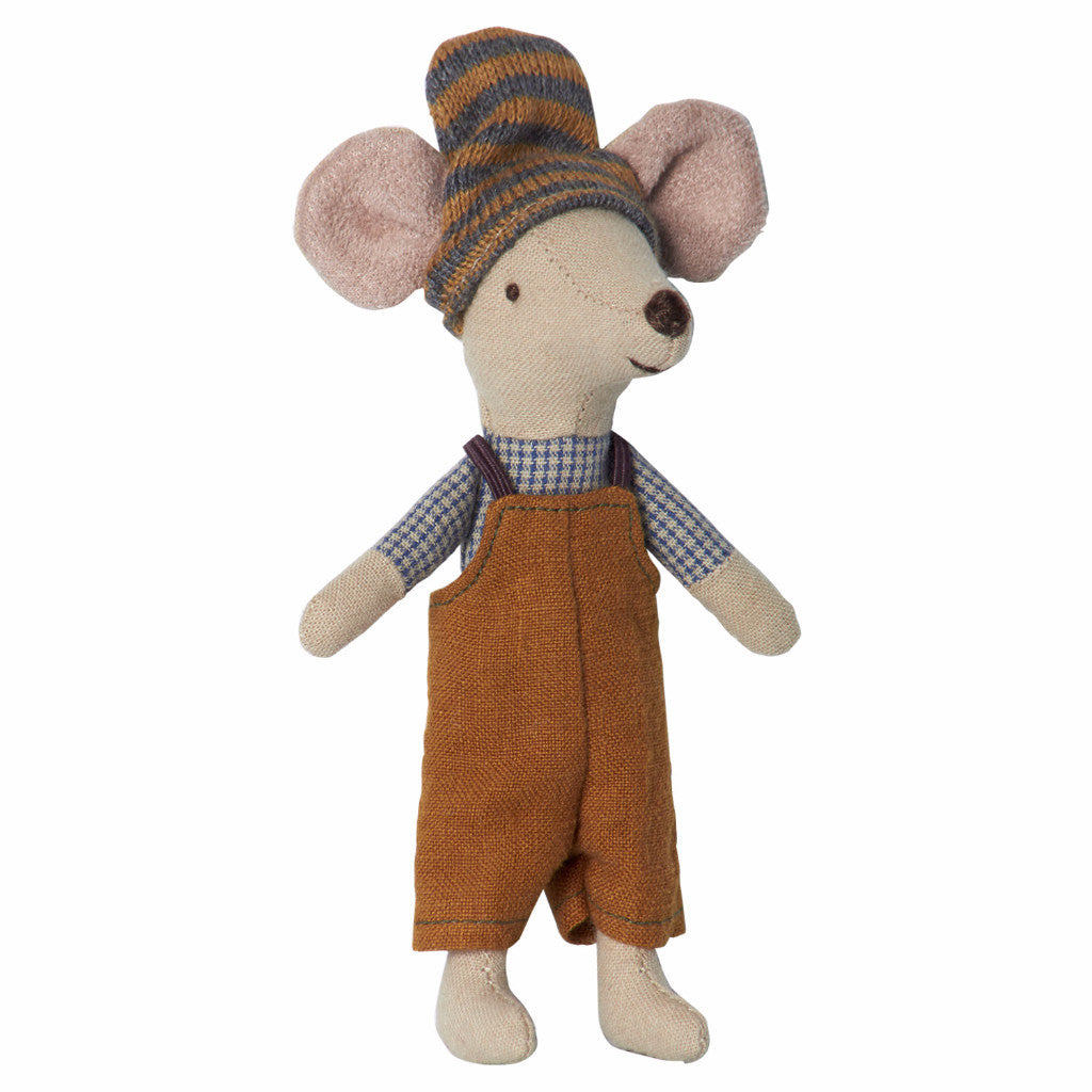 Big Brother Mouse with Overall by Maileg at Bonjour Baby Baskets