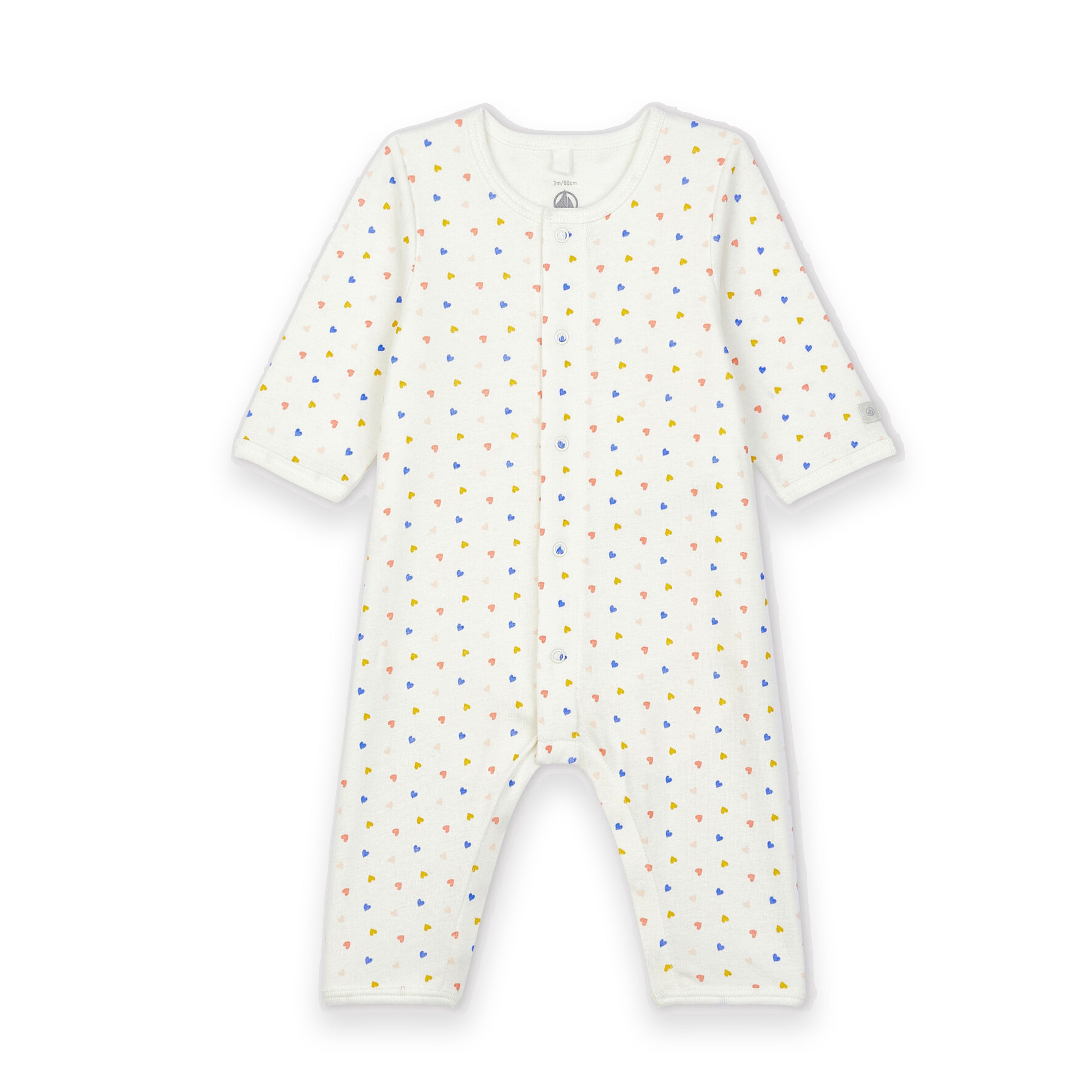 Petit Bateau sleeper with onesie all in one with small multi color hearts at Bonjour Baby Baskets