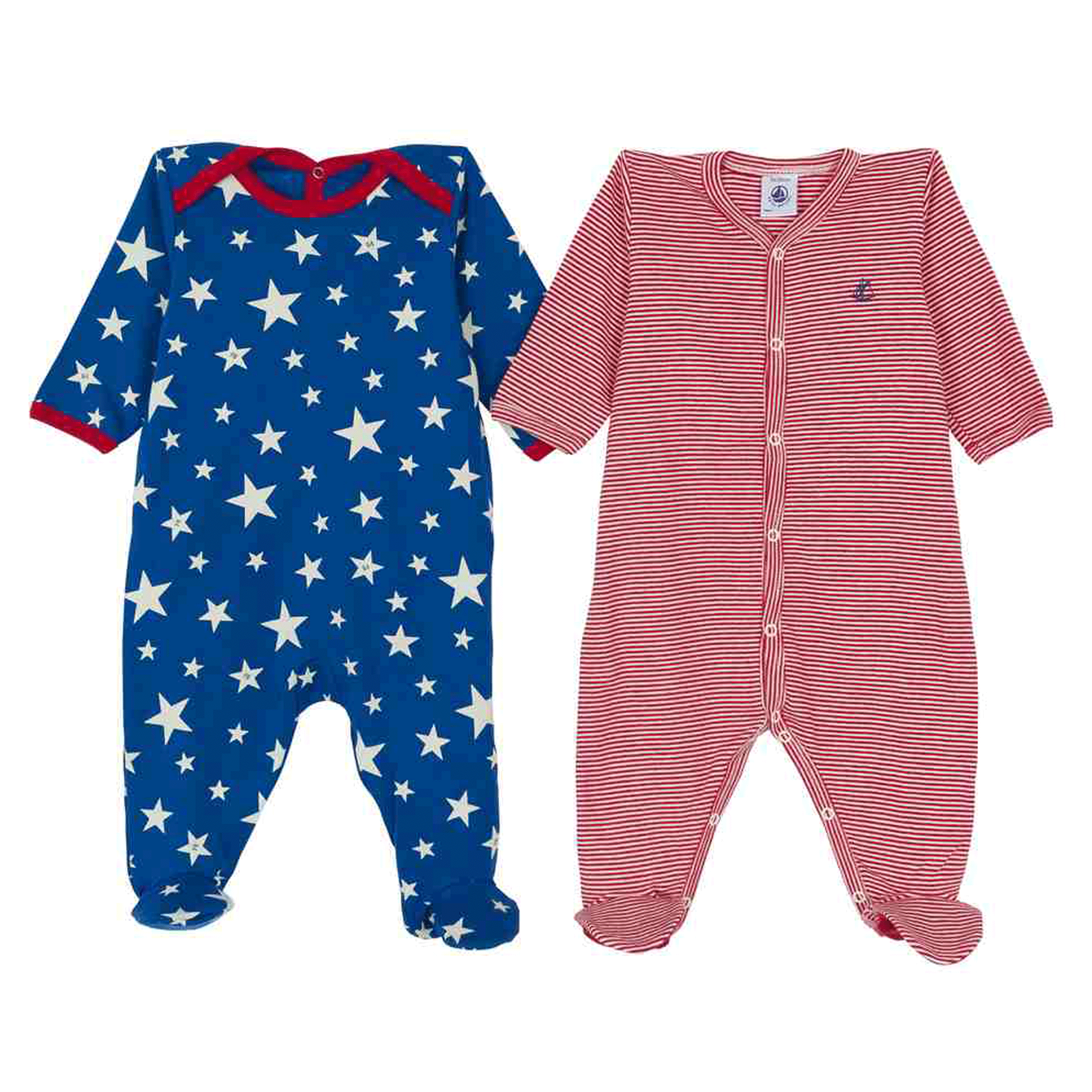 Petit Bateau set of two cotton Baby Sleepers 