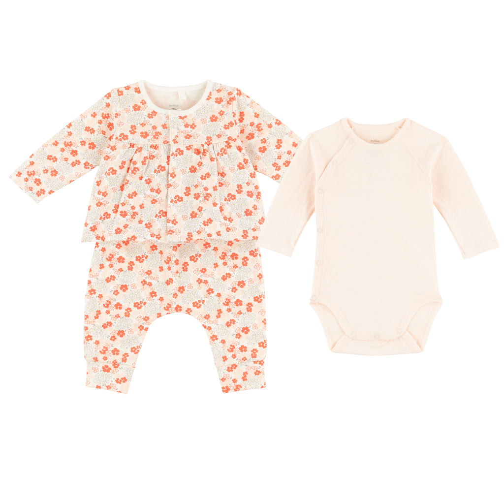 Petit Bateau Piece Baby Set Pink Flowers - Main Image