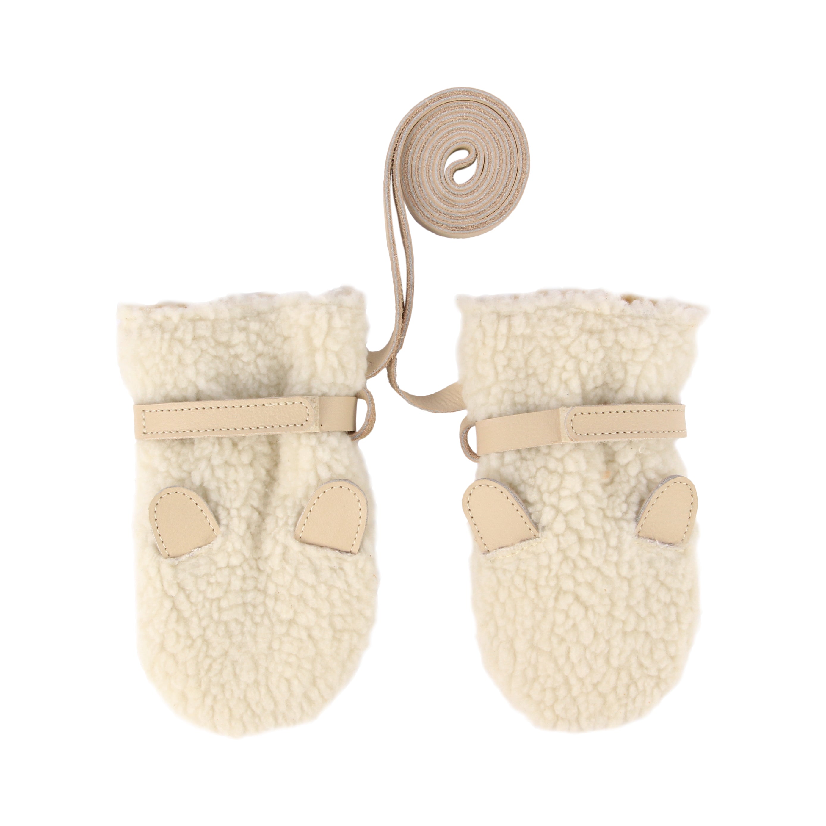 Leather and Faux Fur Mitts for Babies at Bonjour Baby Baskets