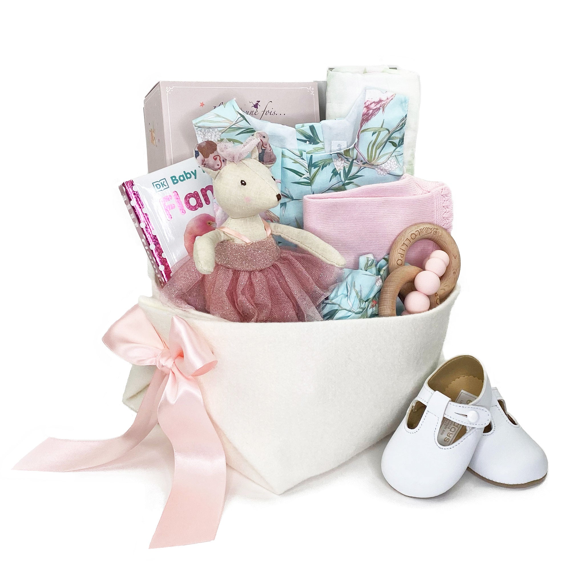 Pink Flamingo Baby Girl GIft Basket