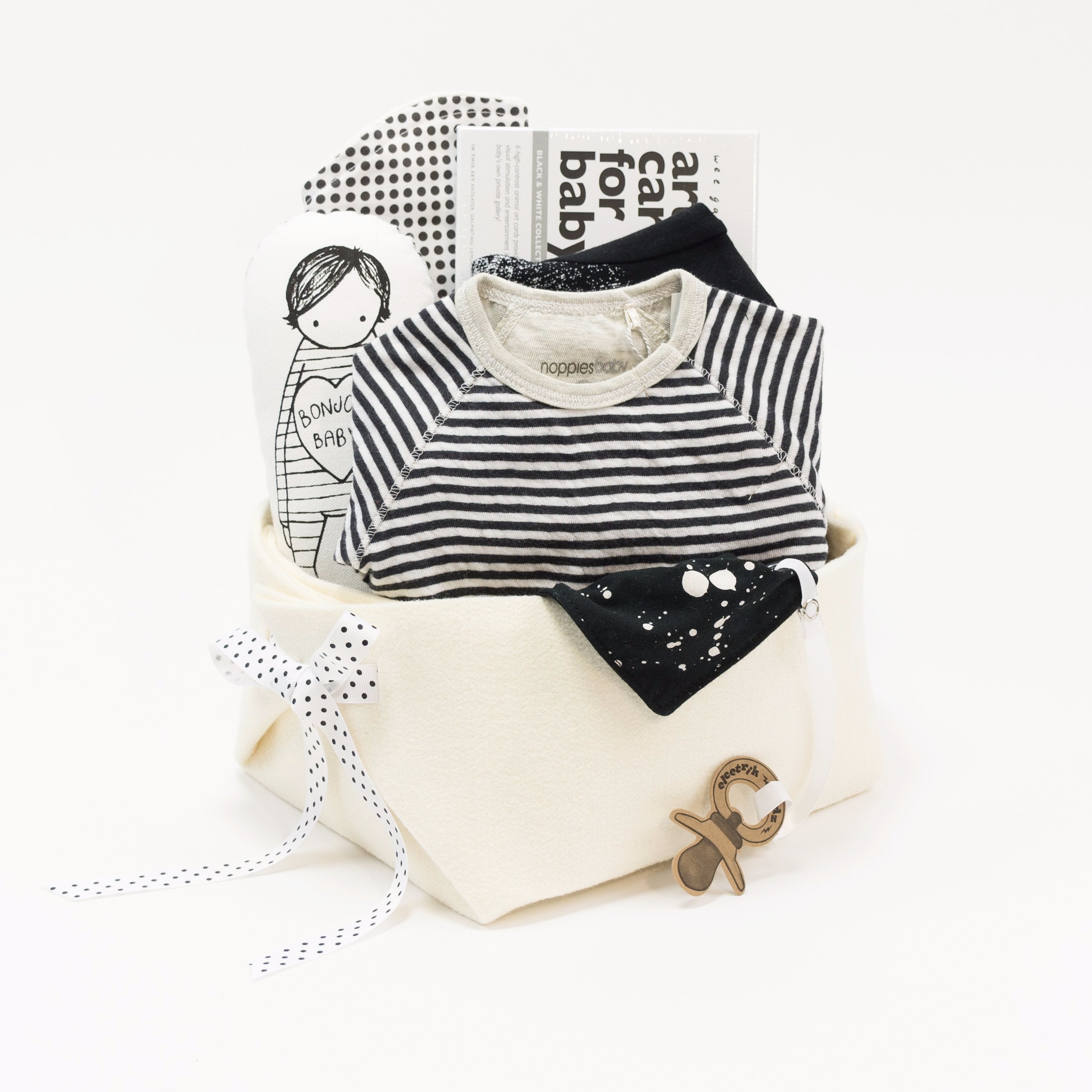 Monochrome Baby Gift Basket at Bonjour Baby Baskets