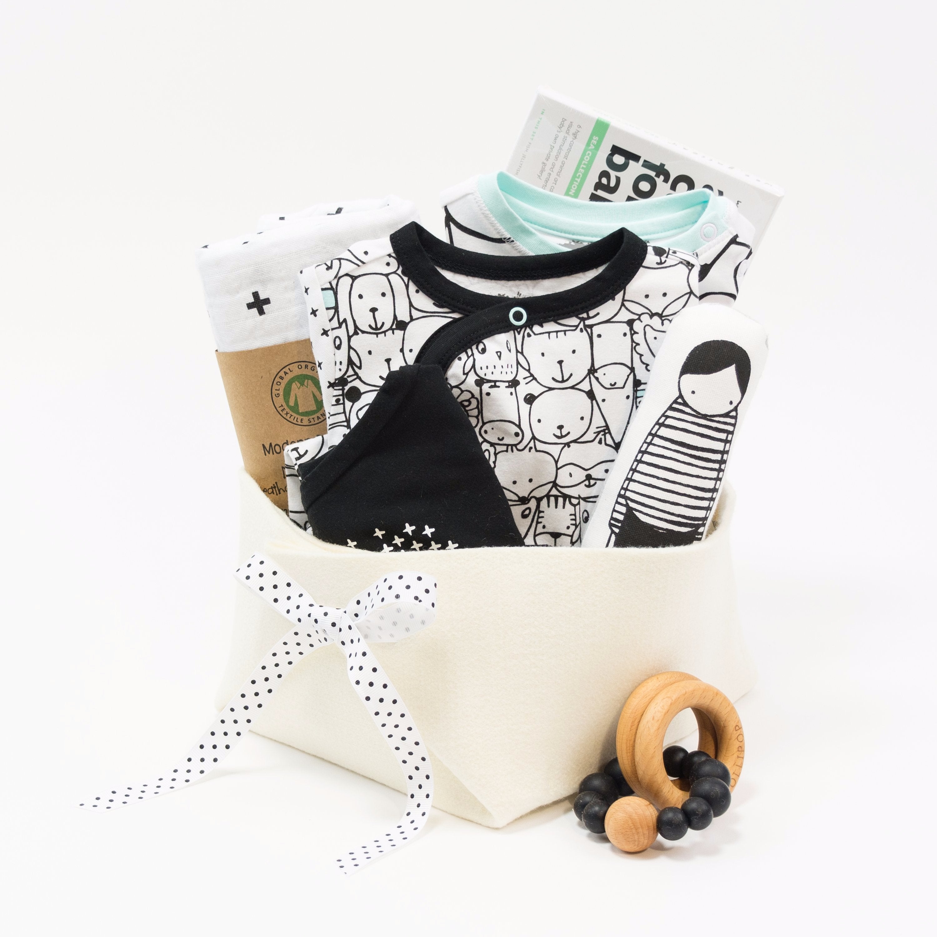 Monochrome Baby Gift Basket at Bonjour Baby Baskets