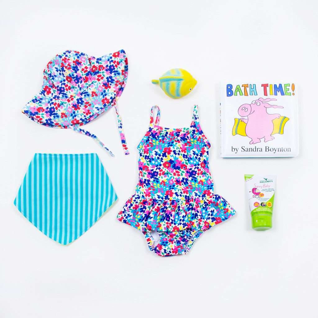 Fun Baby Girl Gift Basket with Swimsuit by Jojo Maman Squeak Squeak