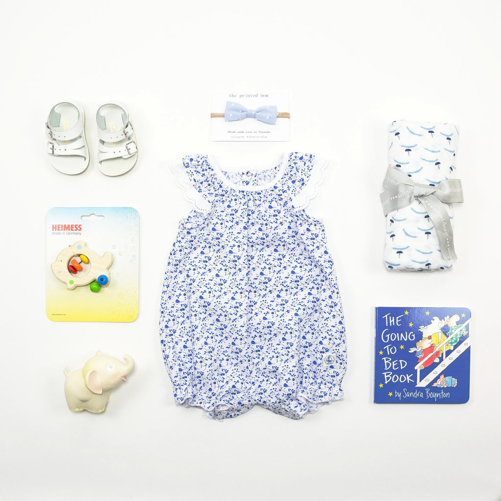 Blue Flowers Baby Basket featuring Petit Bateau – Bonjour Baby Baskets ...