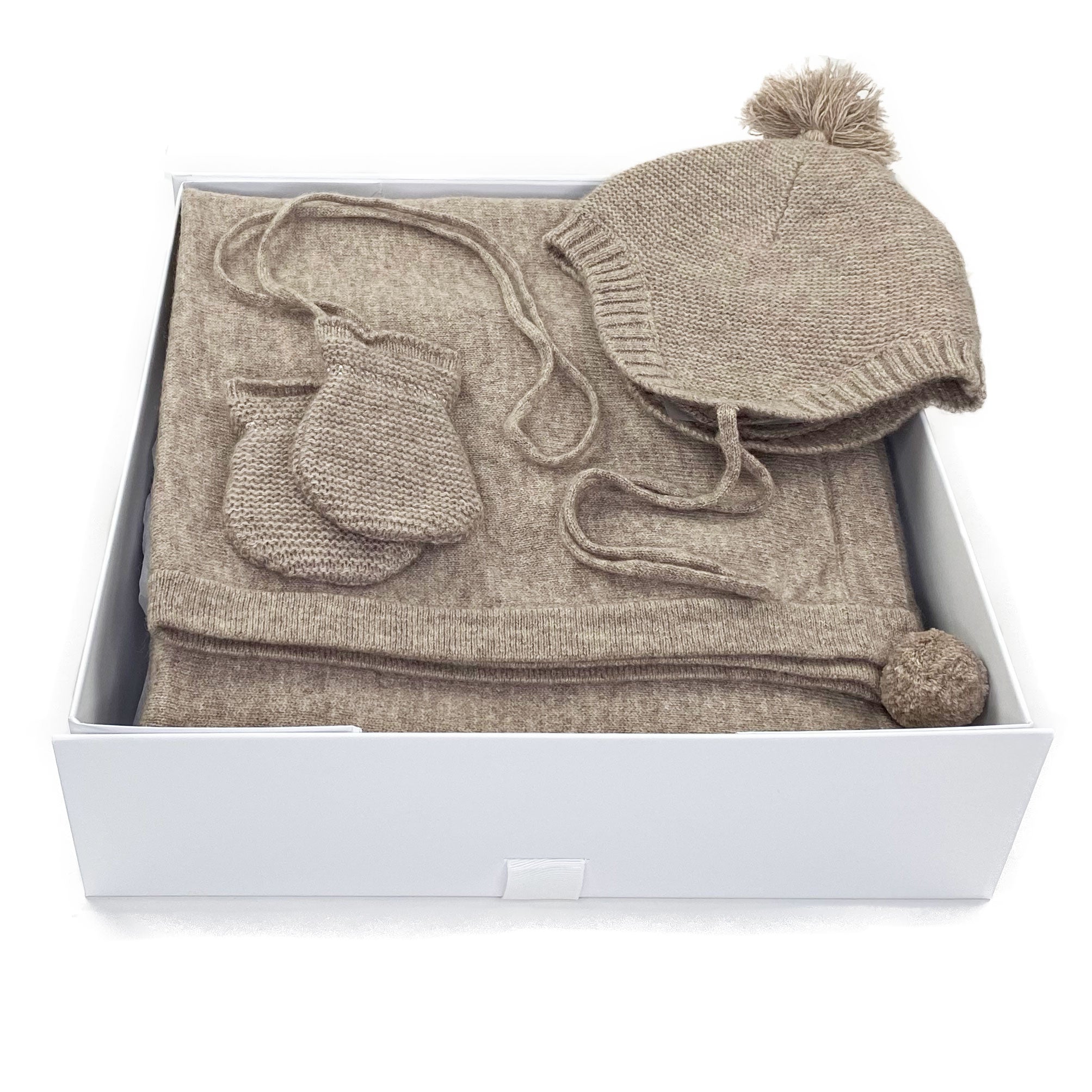 Luxury knitted Baby Gift in Cashmere at Bonjour Baby Baskets