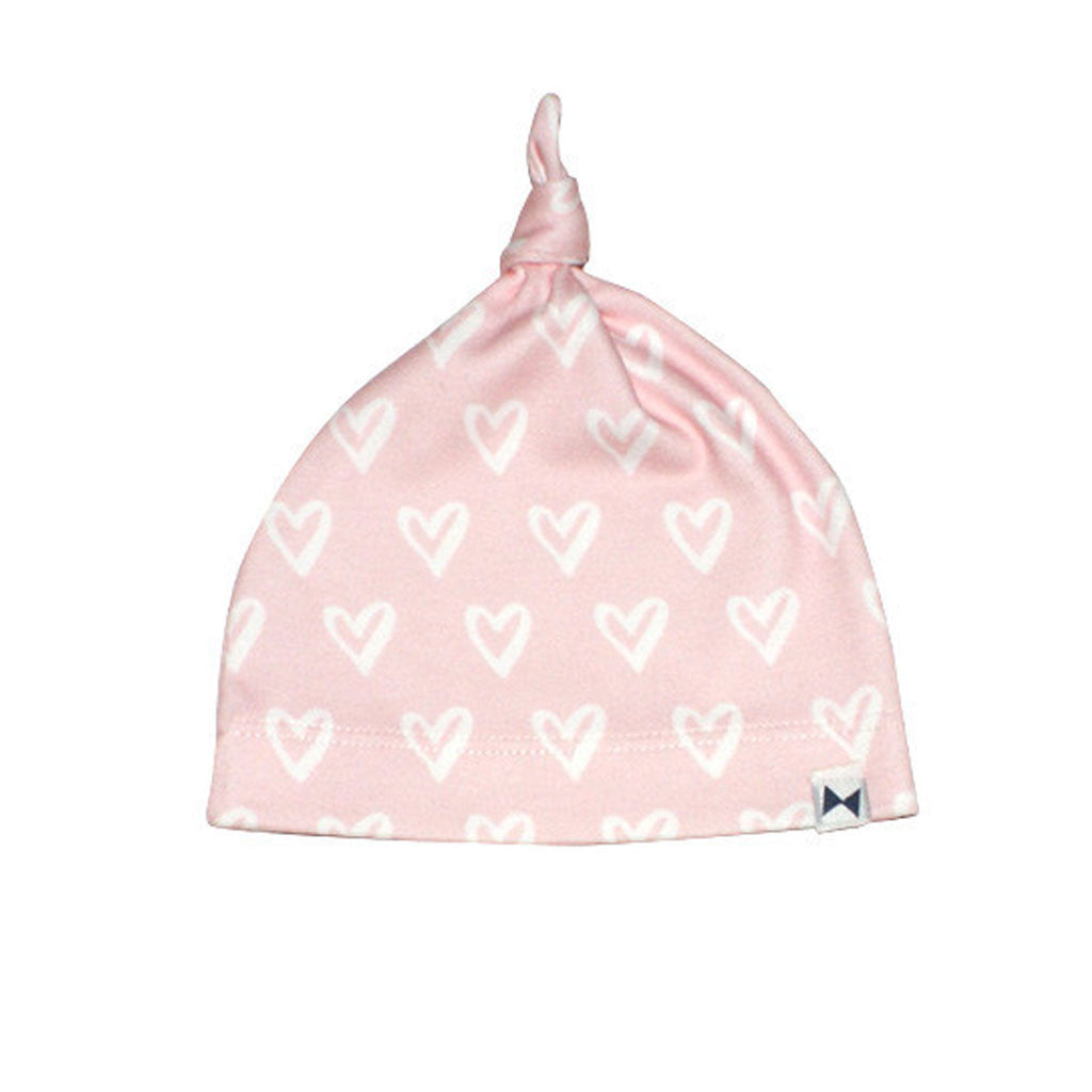 Knotted Hat Pink Hearts