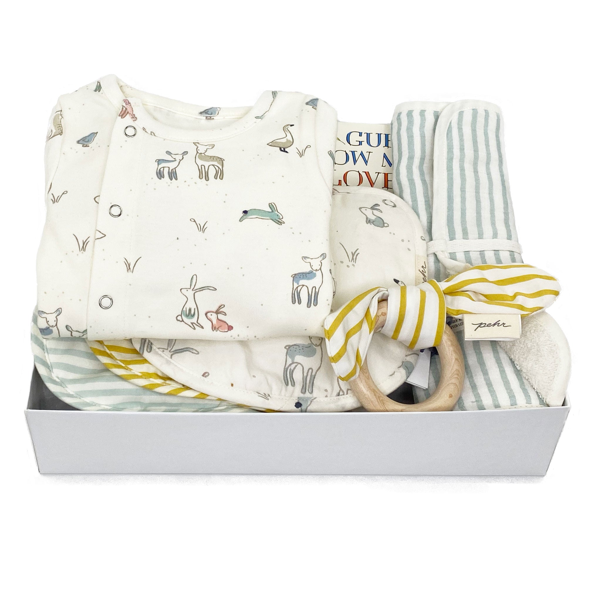 Magic Forest Baby Gift Box featuring organic cotton products by Pehr Designs at Bonjour Baby Baskets