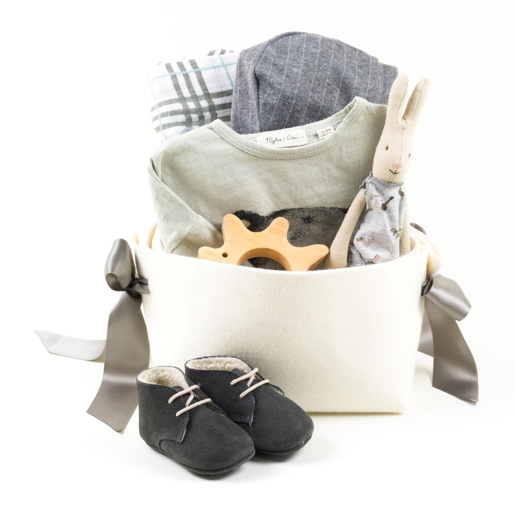 Exclusive Baby Boy Gift Basket featuring Rylee and Cru
