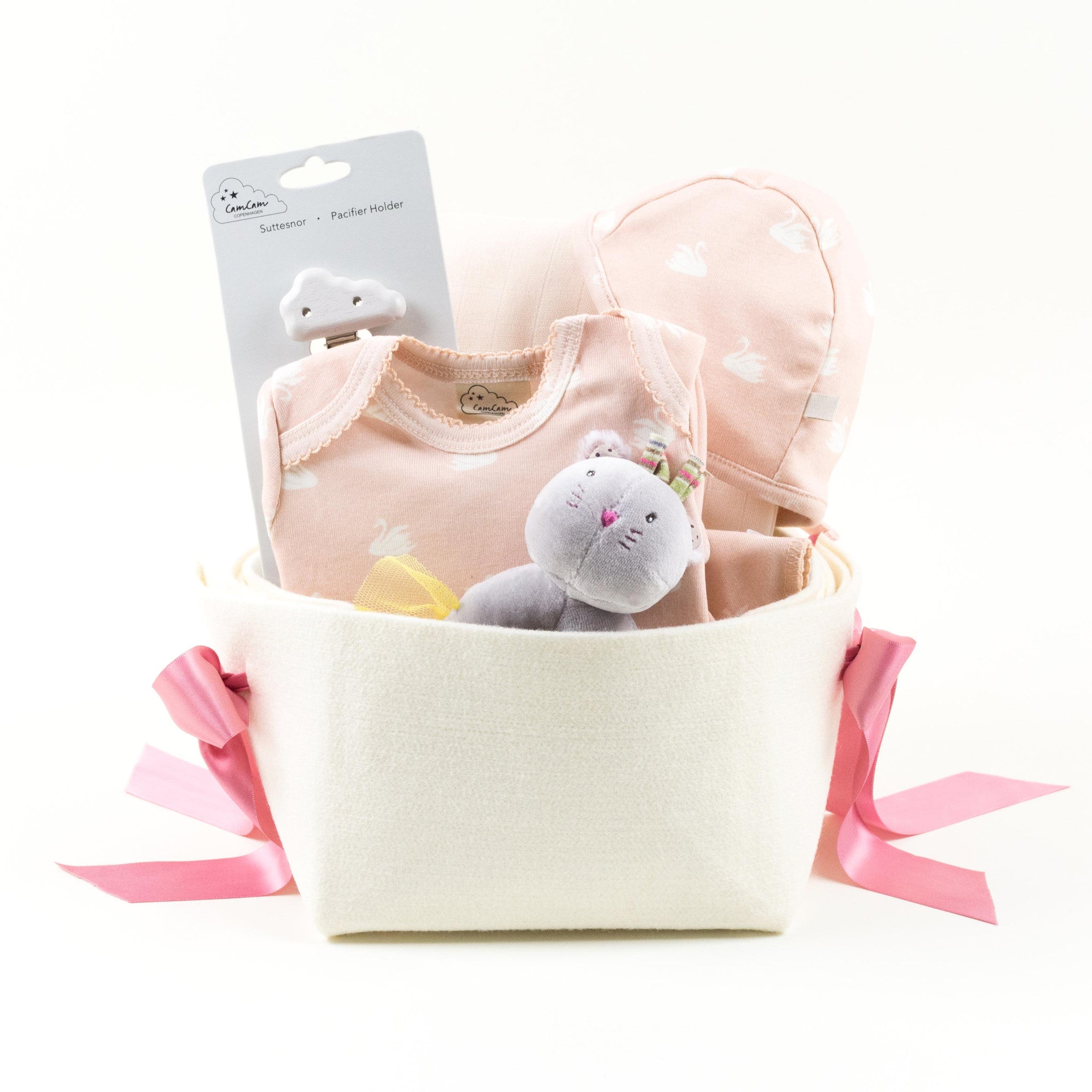 Bonjour Baby Baskets Organic Welcome Home Baby Girl Gift Basket