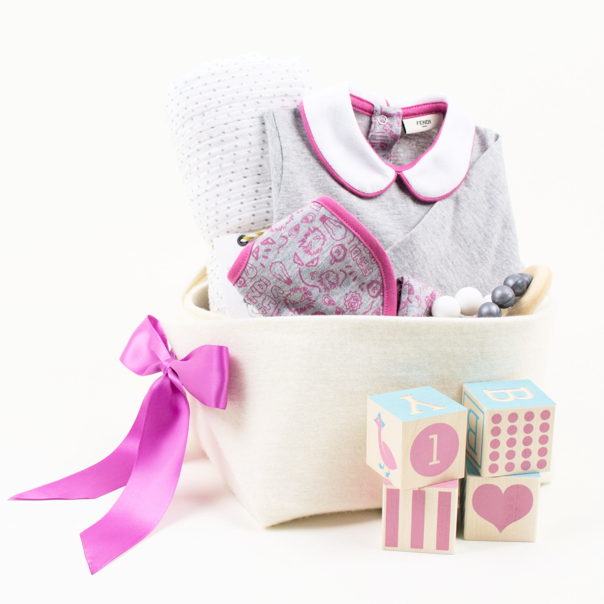 Fendi Luxury Baby Gift Basket for a girl 