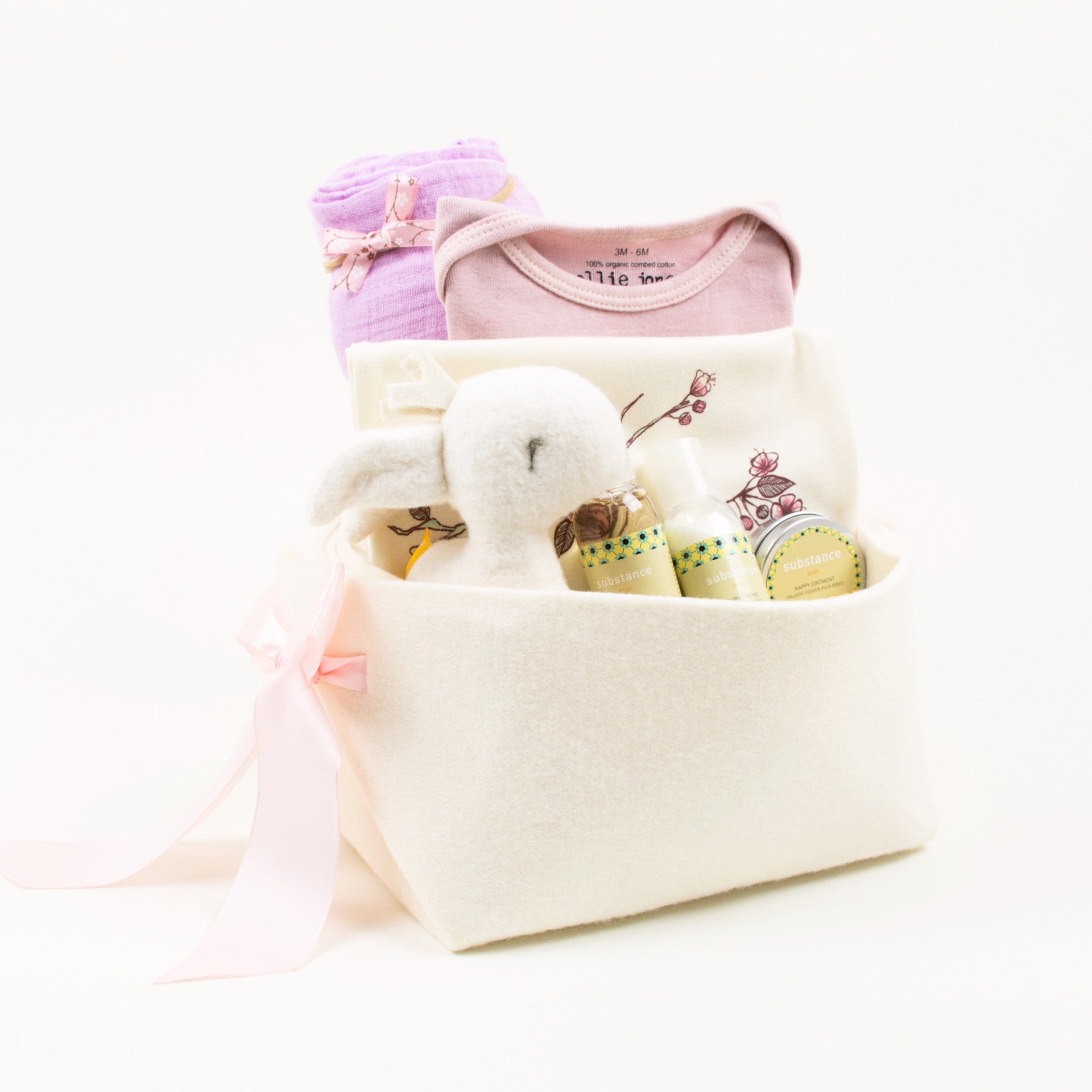 Cherry Blossoms Baby Girl Gift Basket by Bonjour Baby Baskets