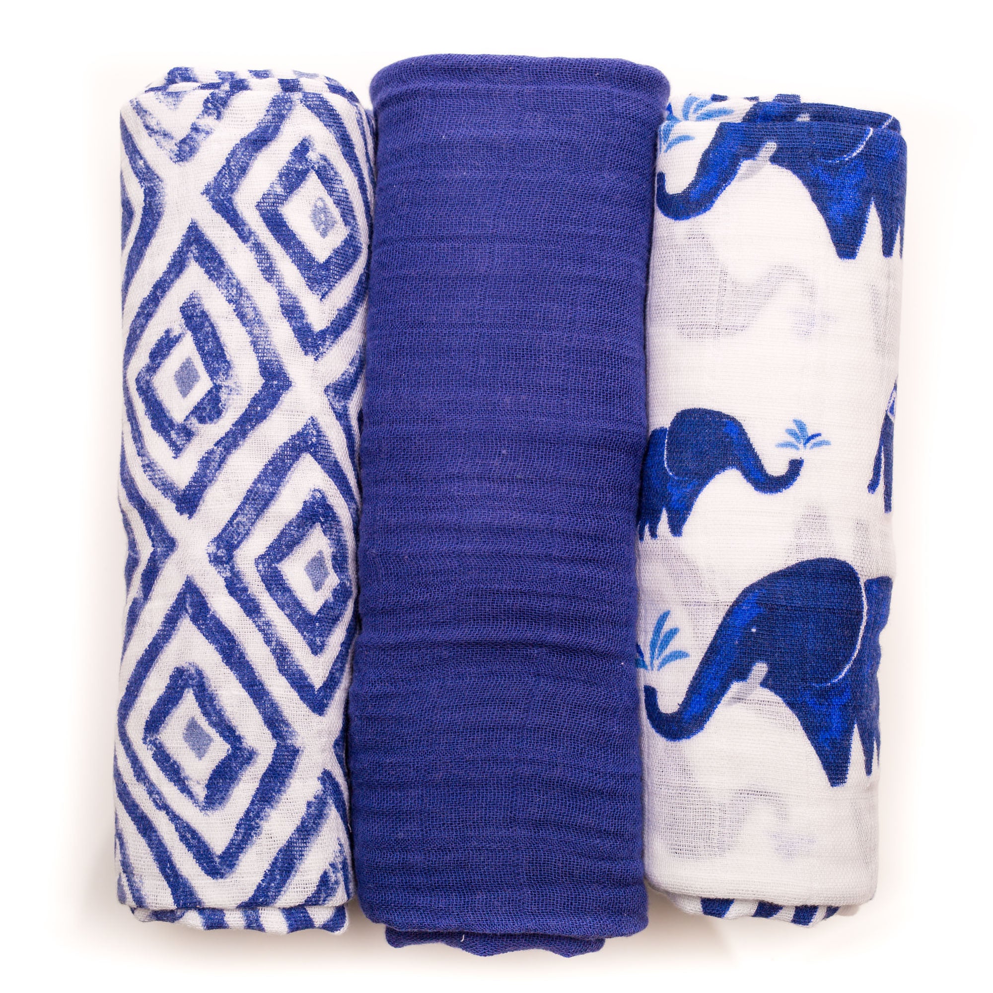 Muslin Swaddle Blanket in Indigo Colours by Little Unicorn