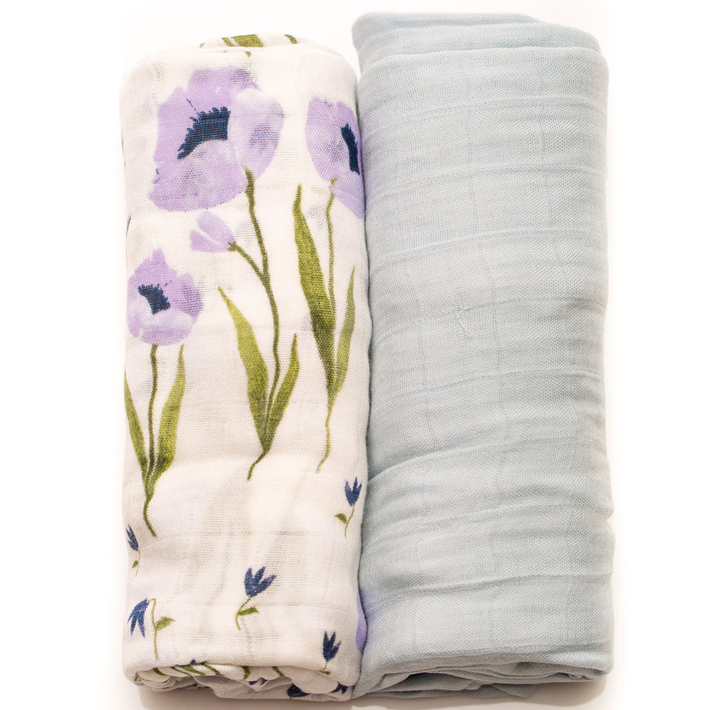 Little unicorn blue windflower crib sheet online