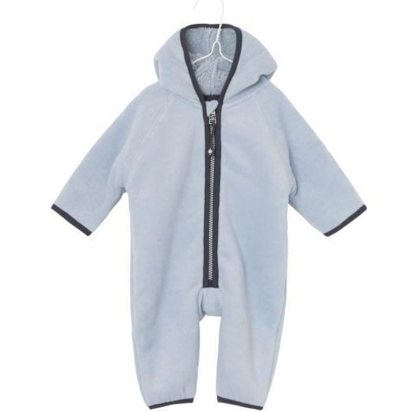 Miniature Fleece Romper in baby blue at Bonjour Baby Baskets