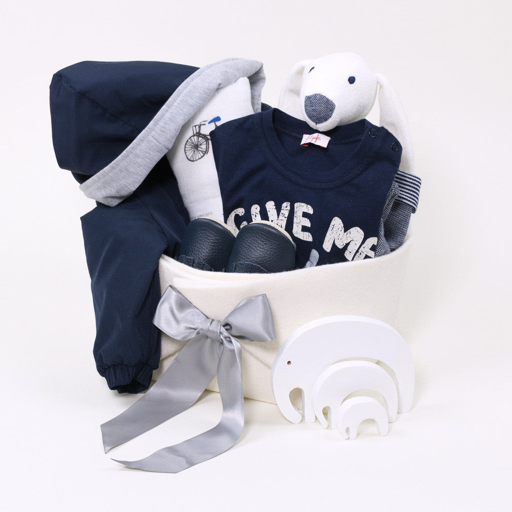 Luxury Baby Boy's Gift Basket featuring Il Gufo