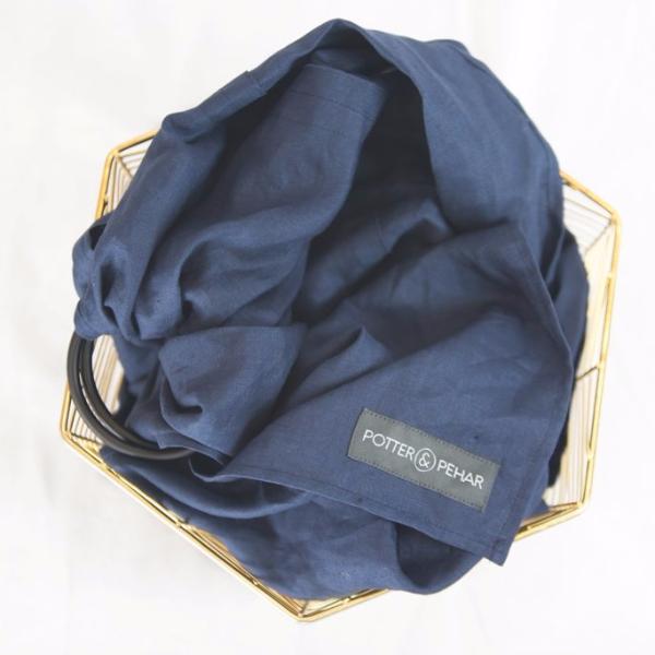 Baby Carrier in Linen Navy with Black Ring at Bonjour Baby Baskets