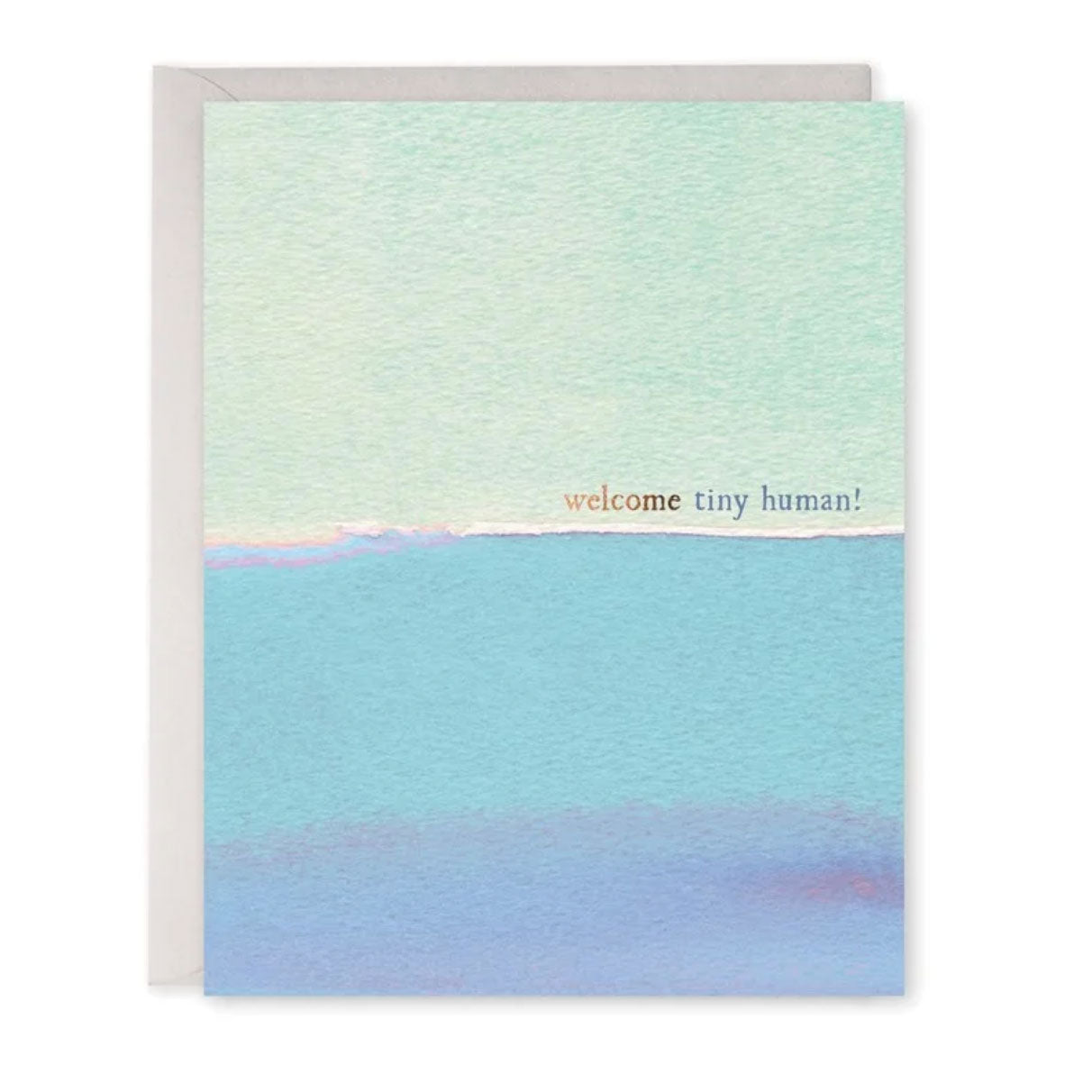 Welcome Tiny Human Greeting Card for a newborn at Bonjour Baby Baskets