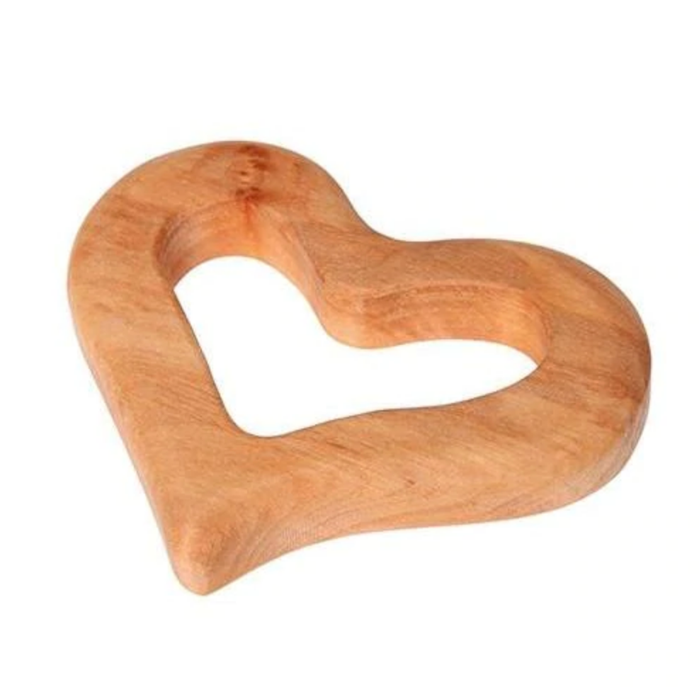 Grimm's wooden baby teether in heart shape