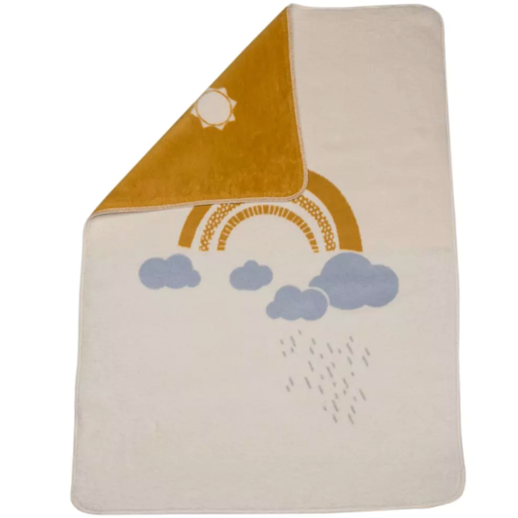 David Fussenegger Organic Cotton Baby Blanket with a Rainbow at Bonjour Baby Baskets
