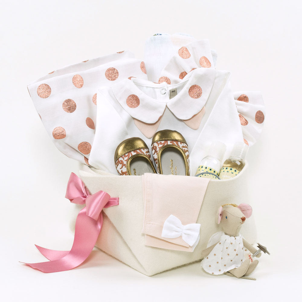 Lovely Polkadots Baby Girl Designer Gift Basket 