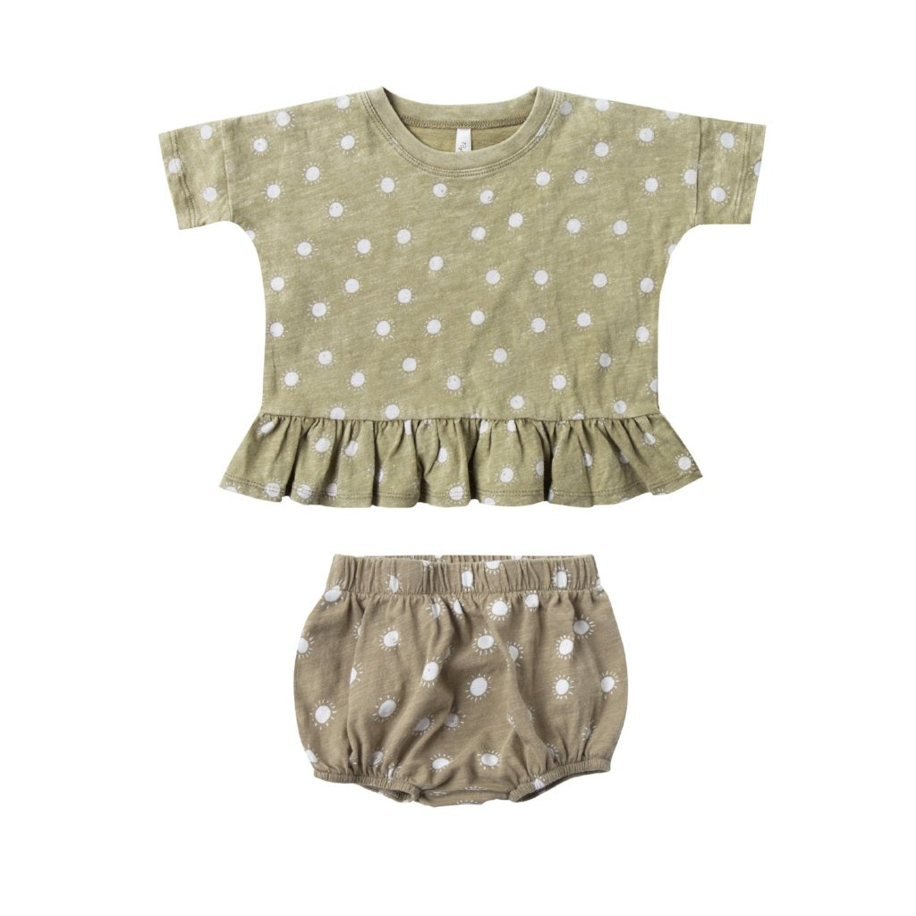 Rylee and Cru Sunrise Peplum Top and bloomer set