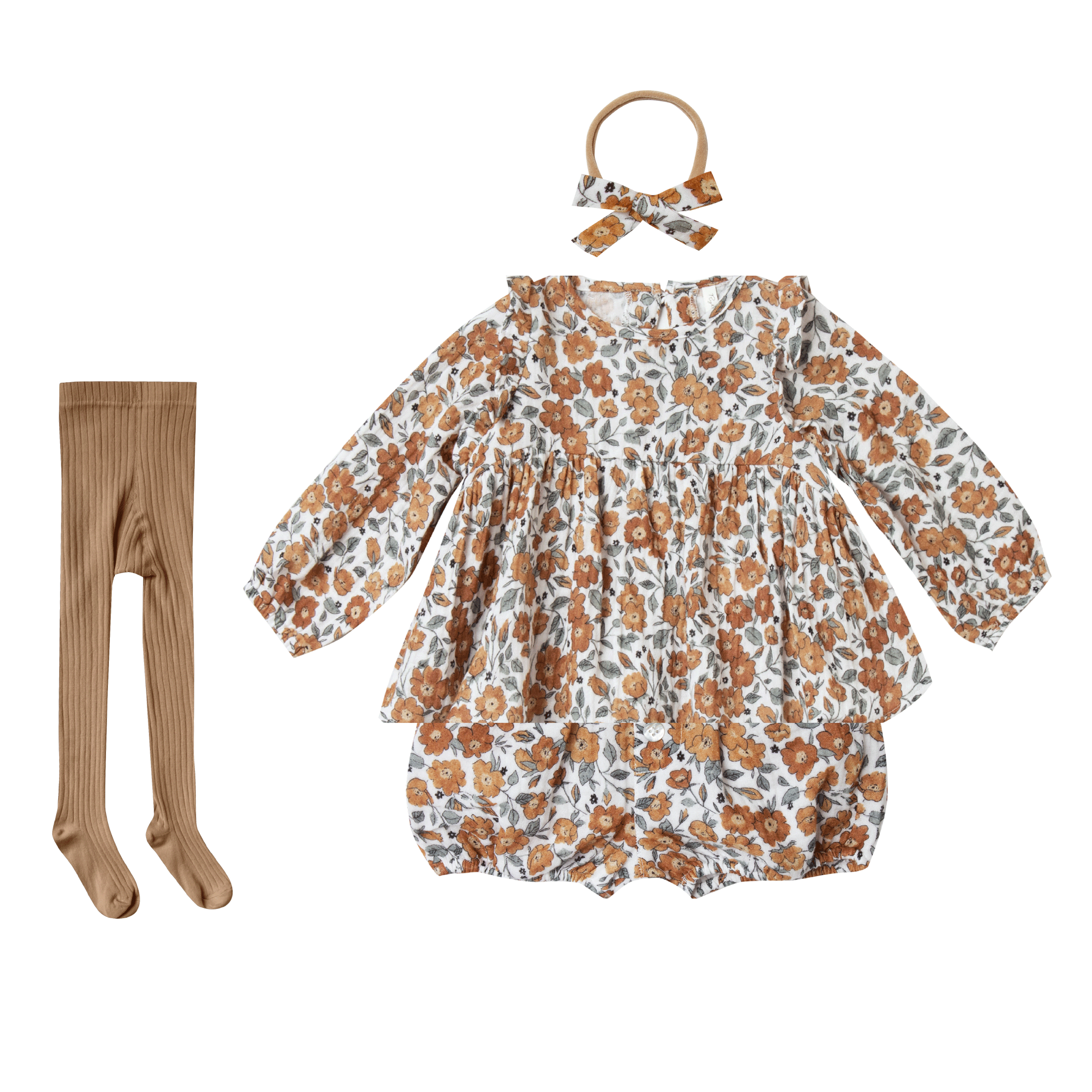 Rylee and Cru Piper baby dress with bloomers, headband and tights