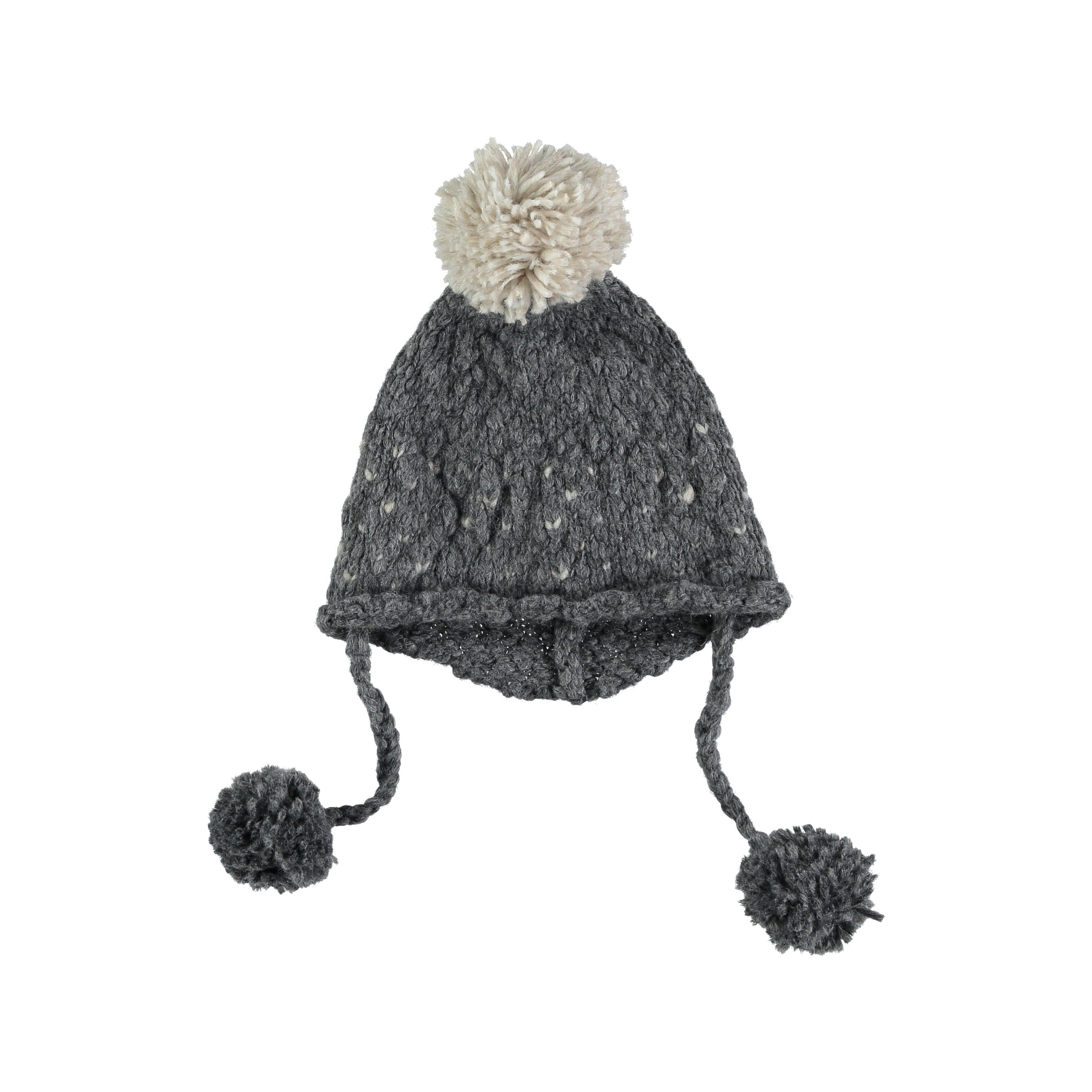 Baby Hat with Pompom - Grey