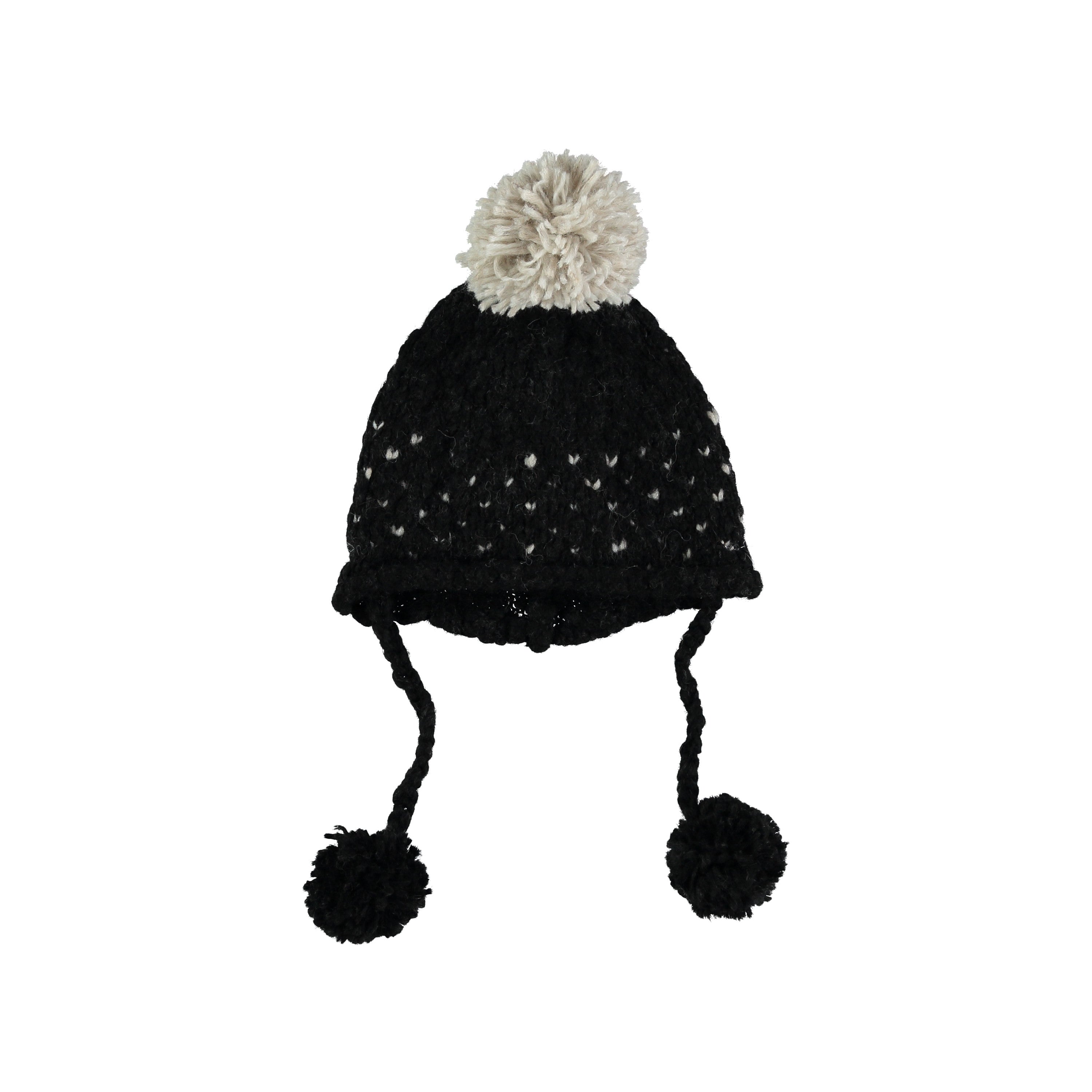 Baby Hat with Pompom - Black
