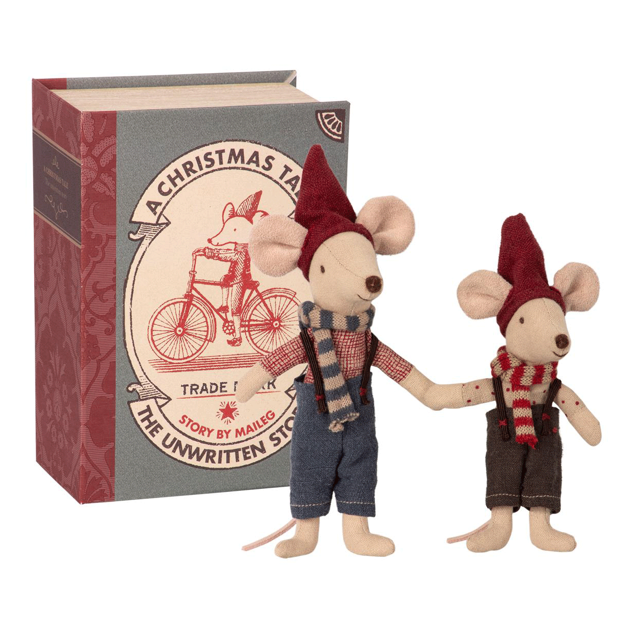 Maileg Christmas Mice in a book