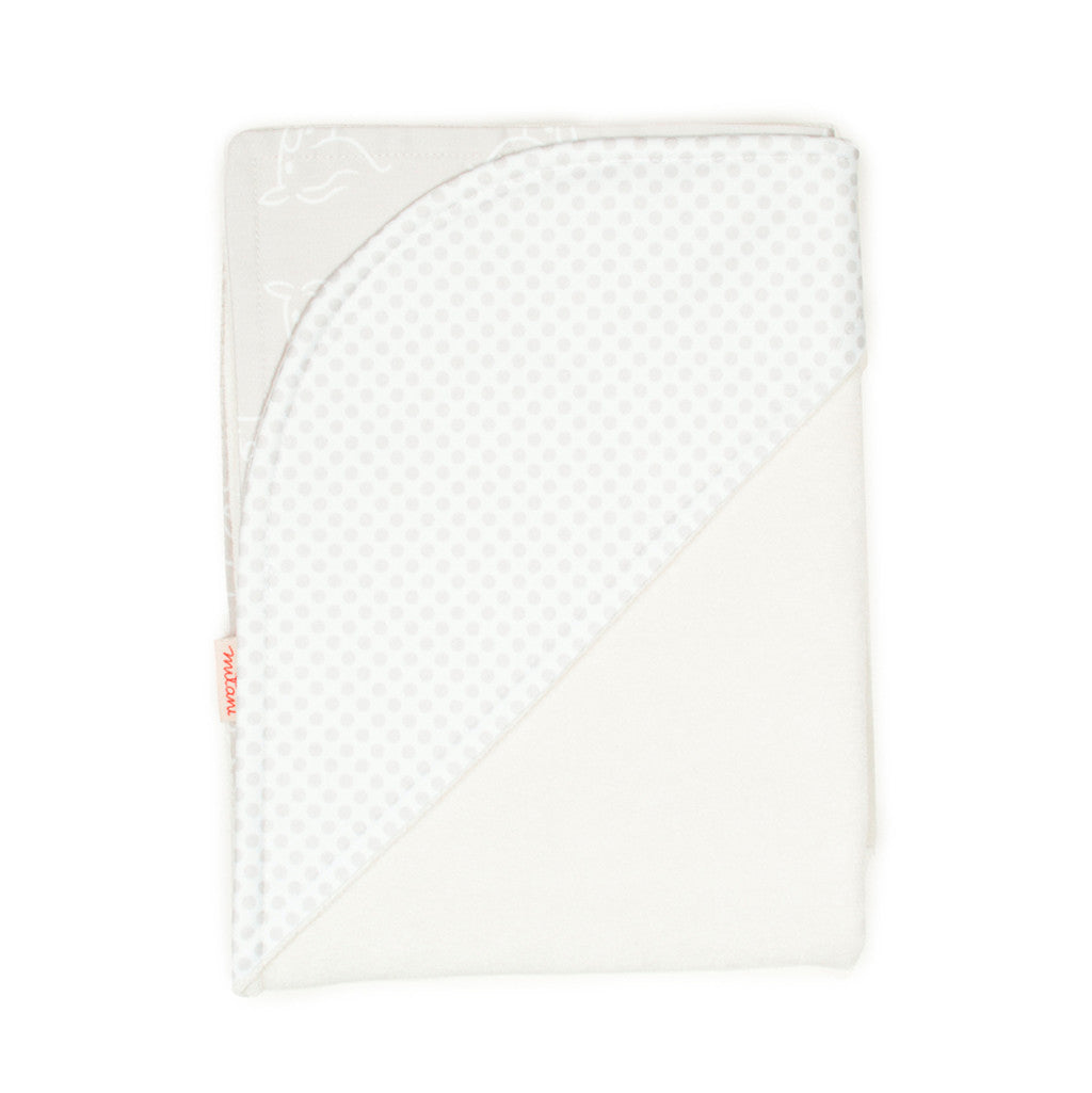 Organic Hooded Towel - Grey Fawn and Grey Dots