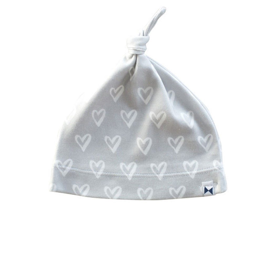 Knotted Hat Grey Hearts