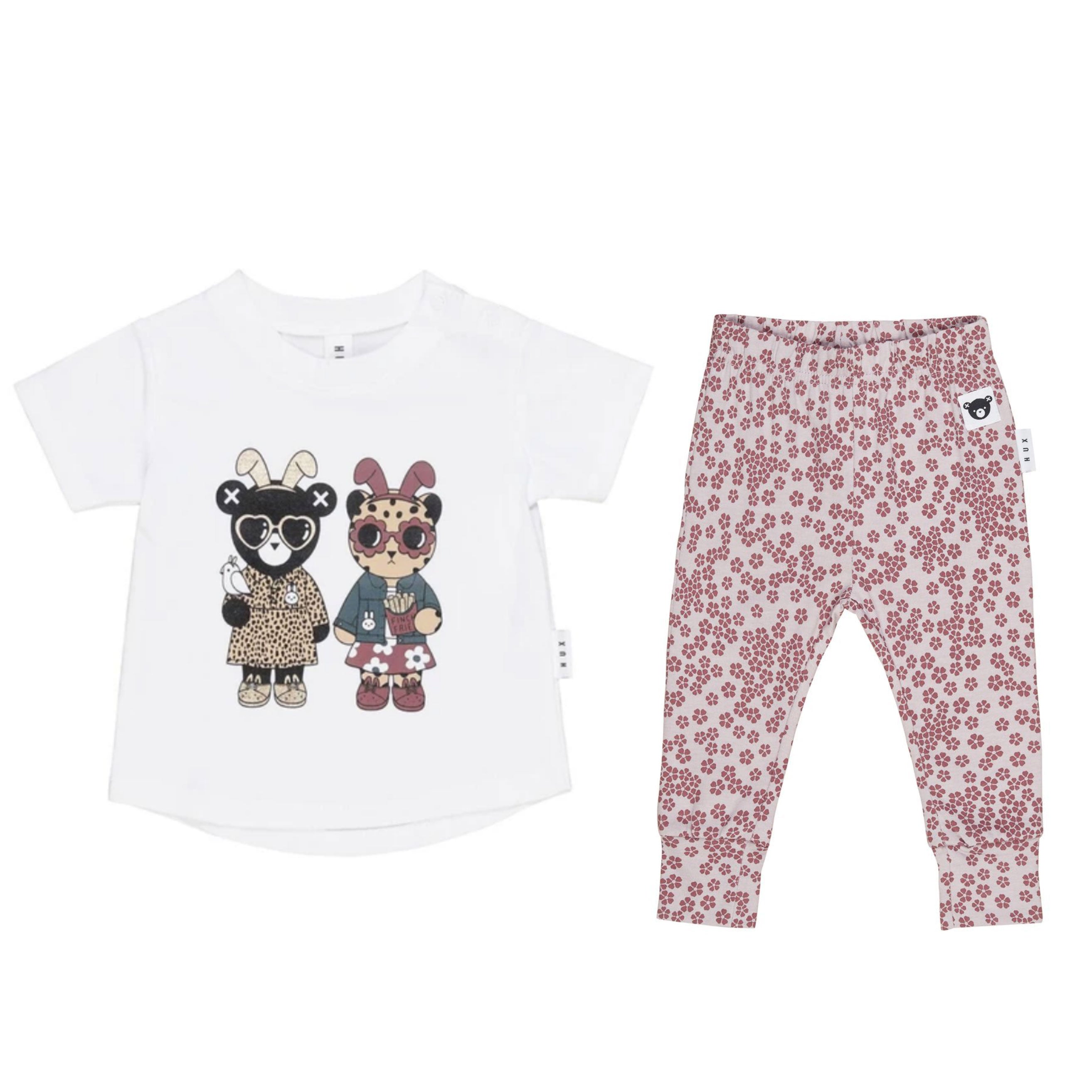 Huxbaby Bunny T-shirt and Floral Leggings