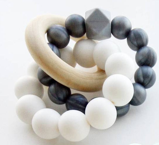 Trinity Silicone Teether in Grey Silver