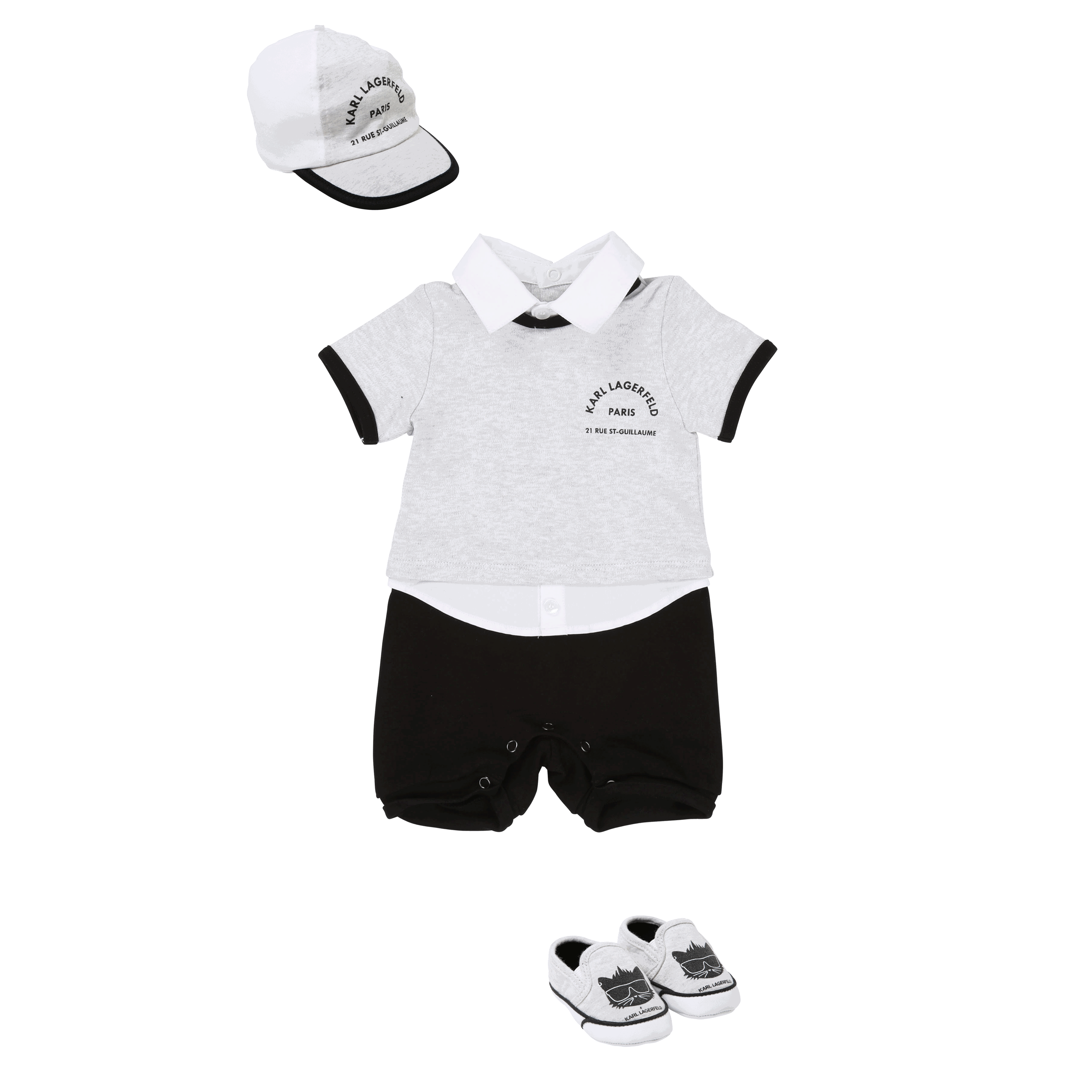 Karl Lagerfeld Combination of 3 in 1 Romper, Baseball Cap and Shoes