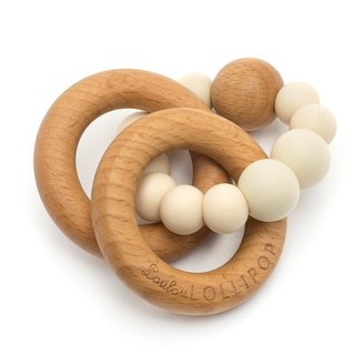 Lou Lou Lollipop Wood and Silicone Teether Beige at Bonjour Baby Baskets